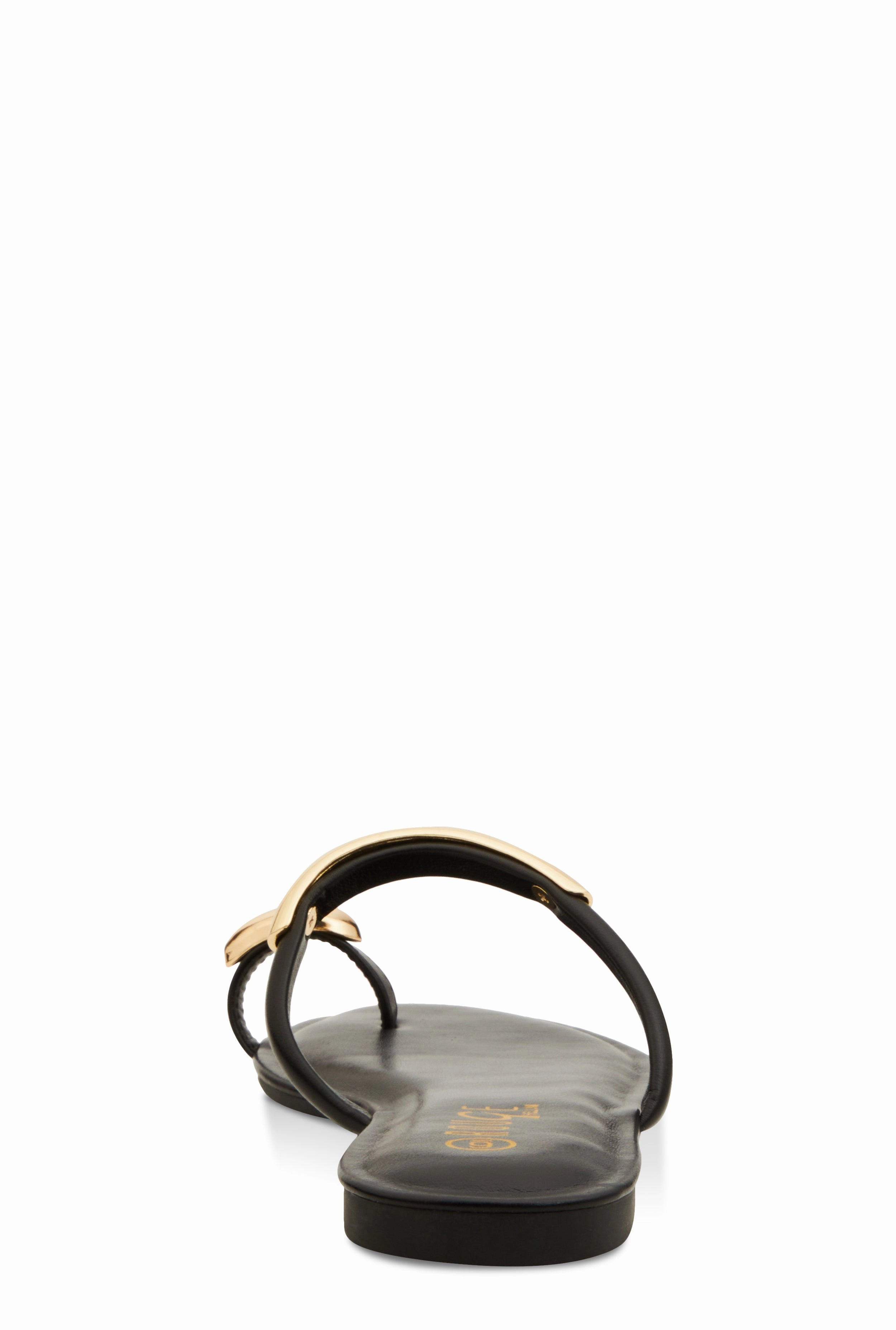 Metallic Detail Toe Loop Slide Sandals