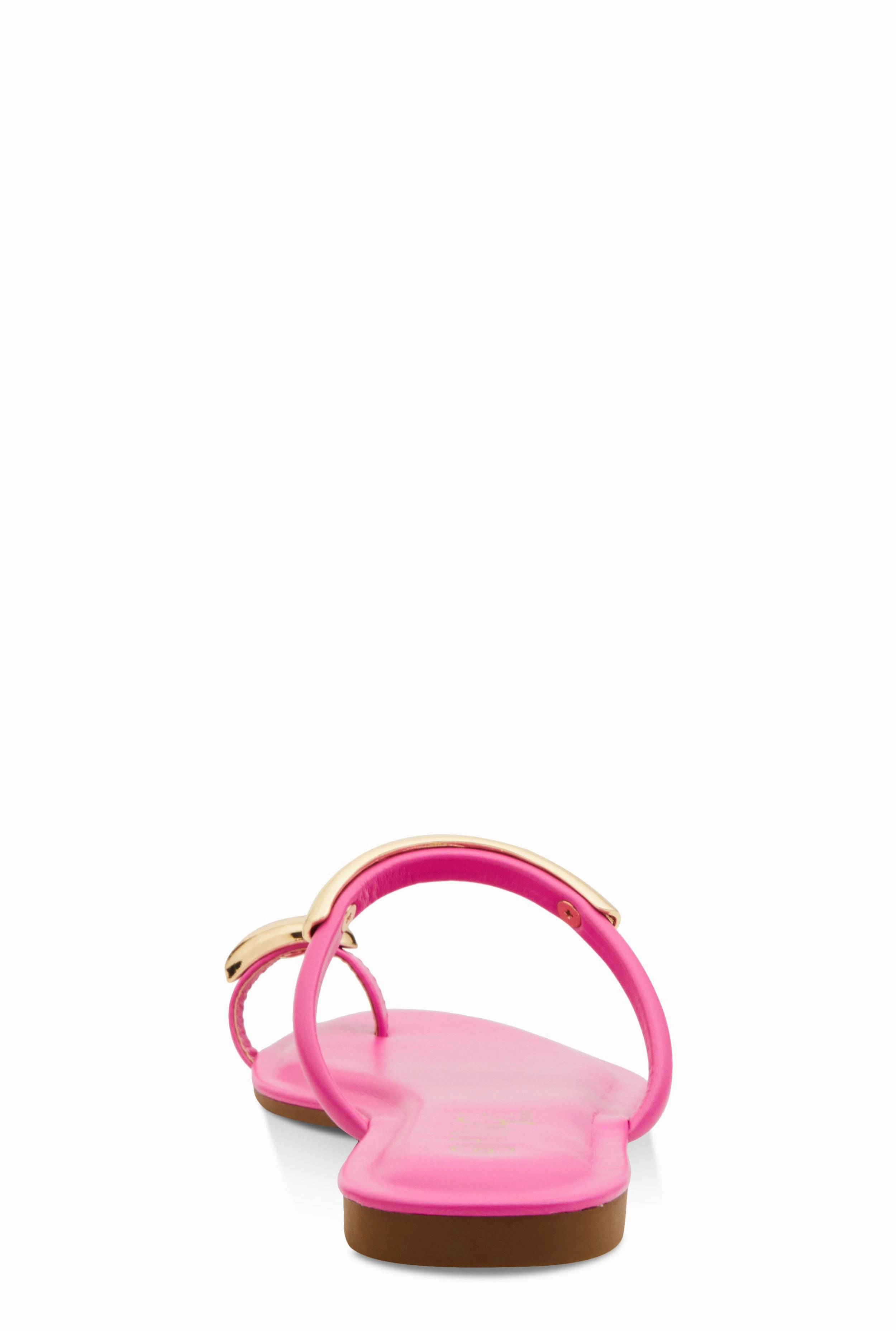 Metallic Detail Toe Loop Slide Sandals
