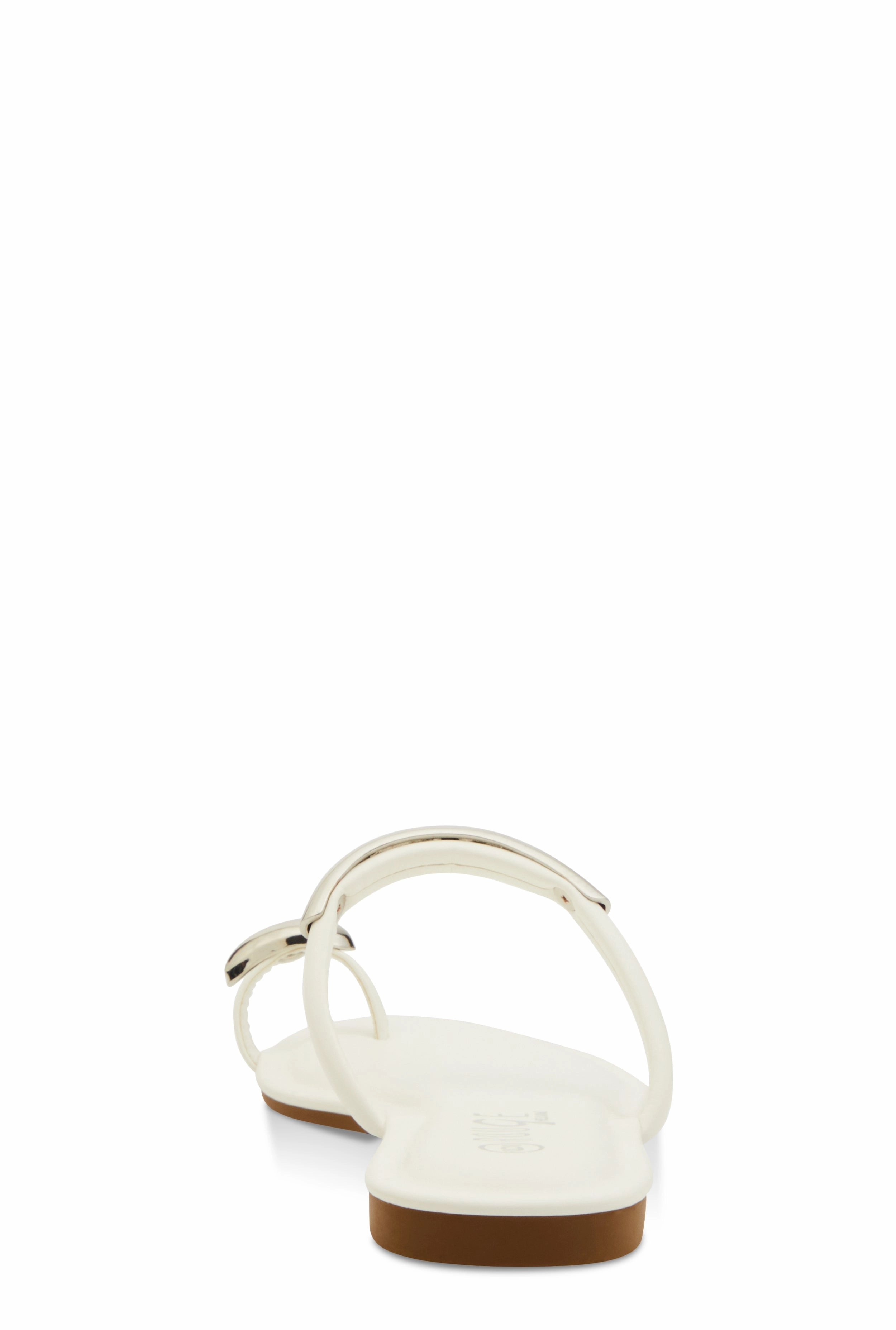Metallic Detail Toe Loop Slide Sandals