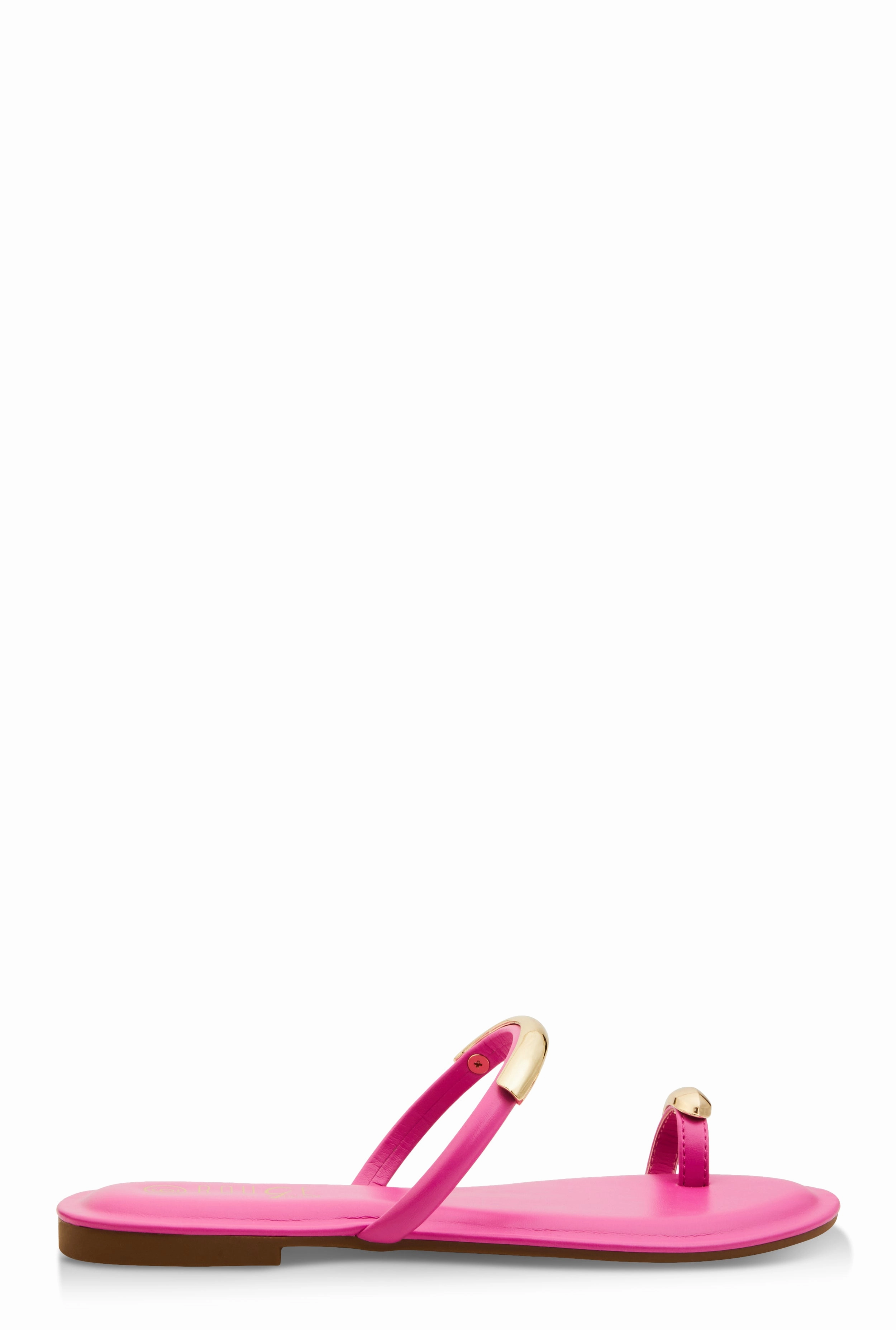 Metallic Detail Toe Loop Slide Sandals