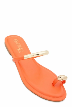 Metallic Detail Toe Loop Slide Sandals