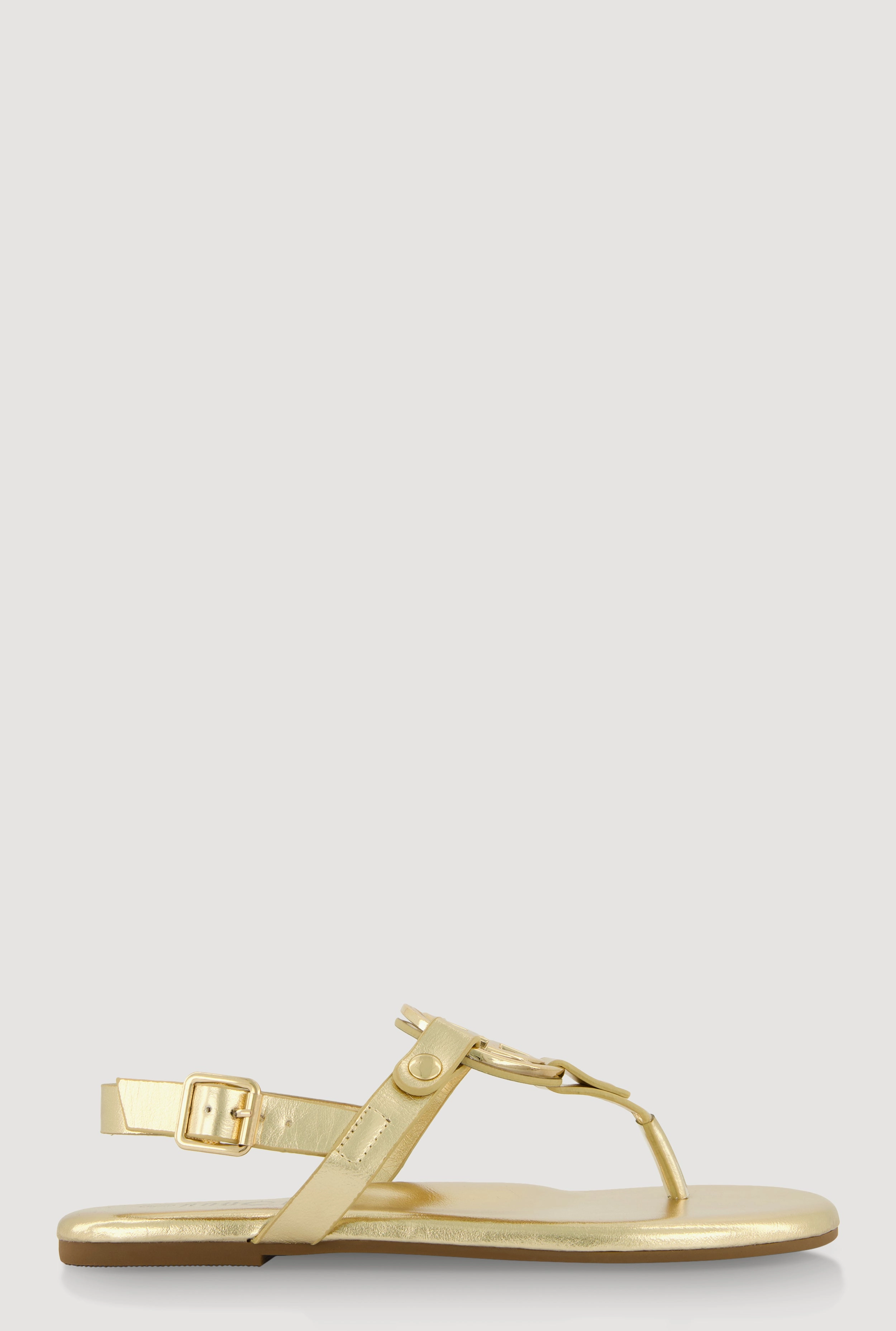 Metallic Geometric Pendant Thong Sandals
