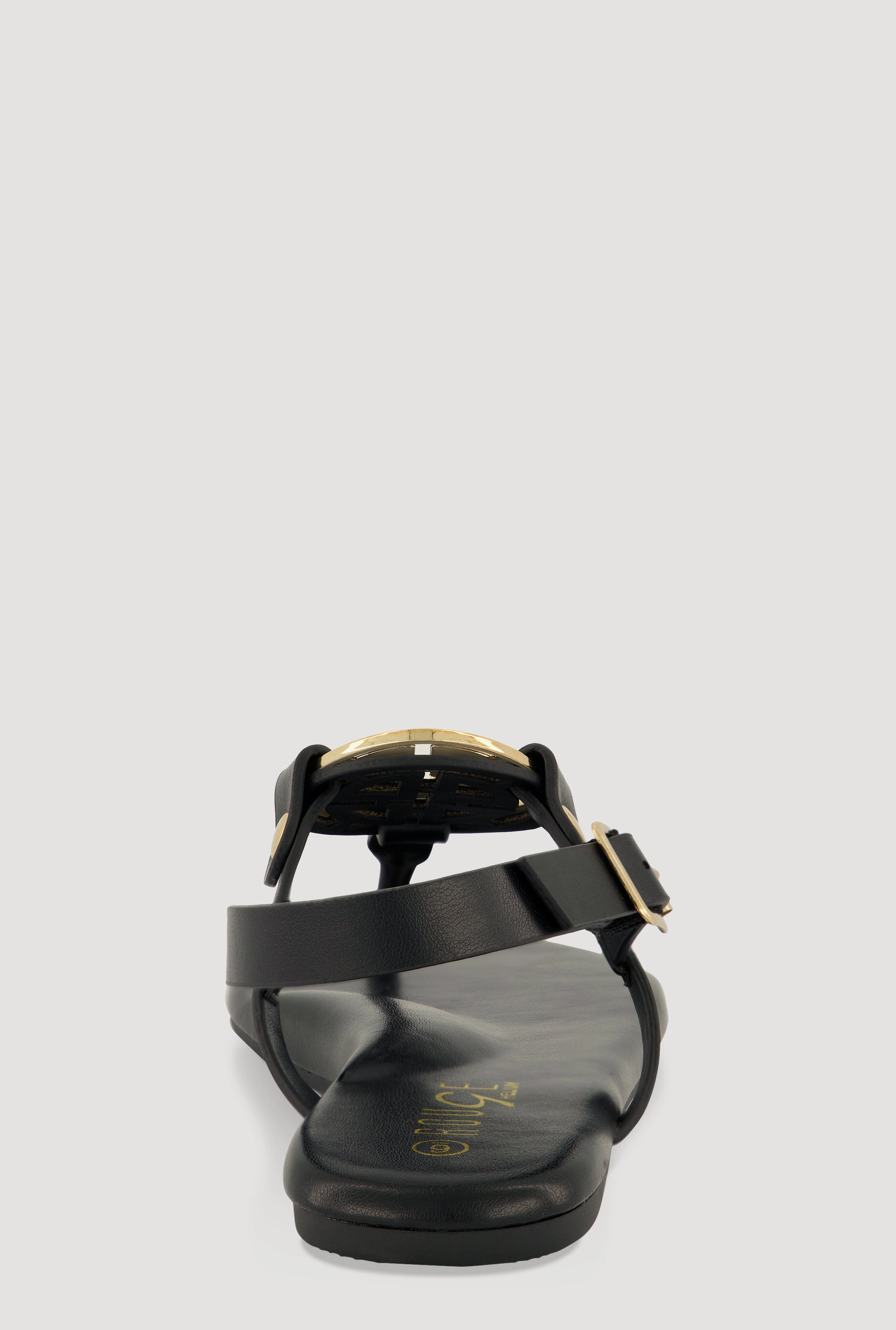 Metallic Geometric Pendant Thong Sandals