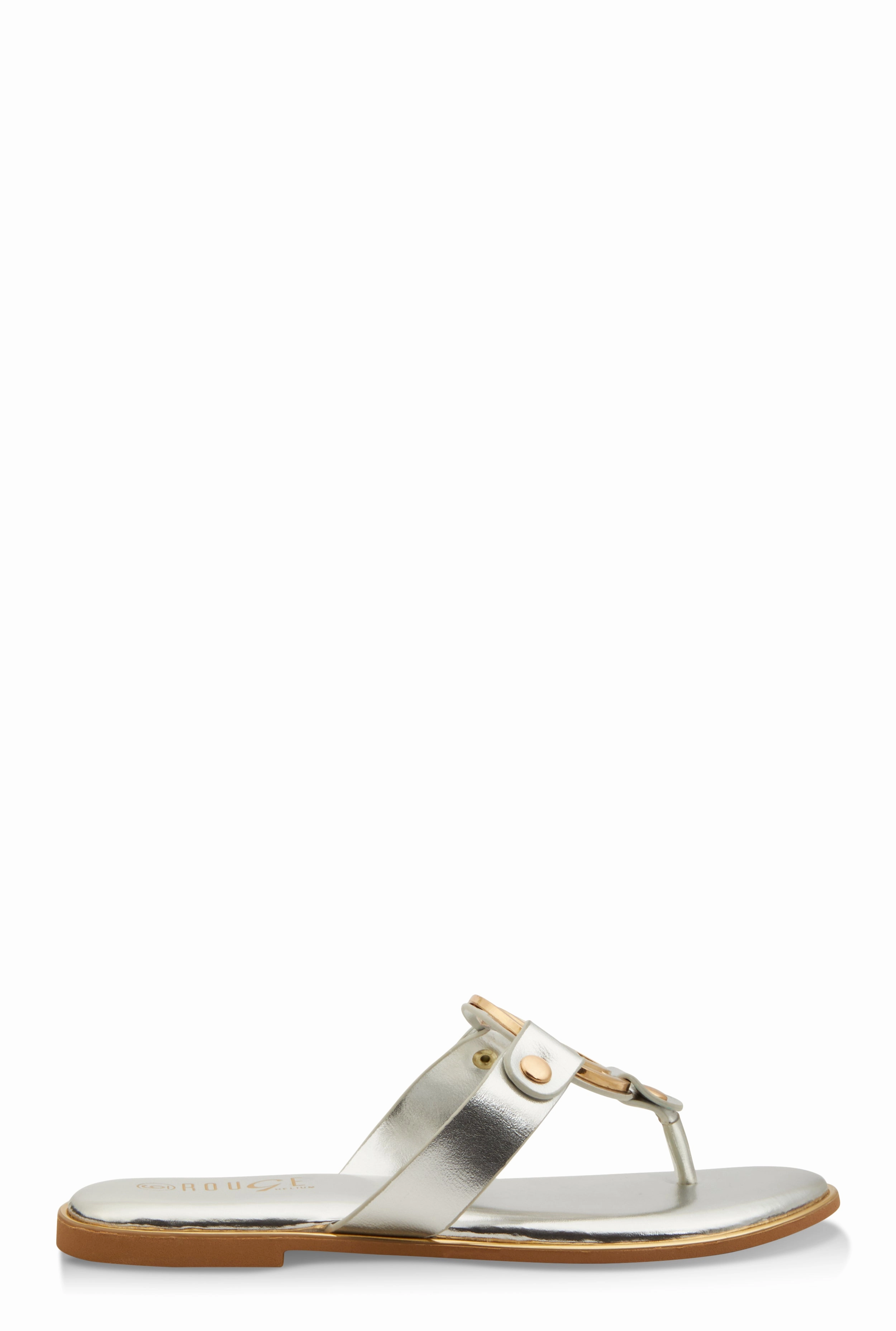 Metallic Geometric Pendant Thong Slide Sandals