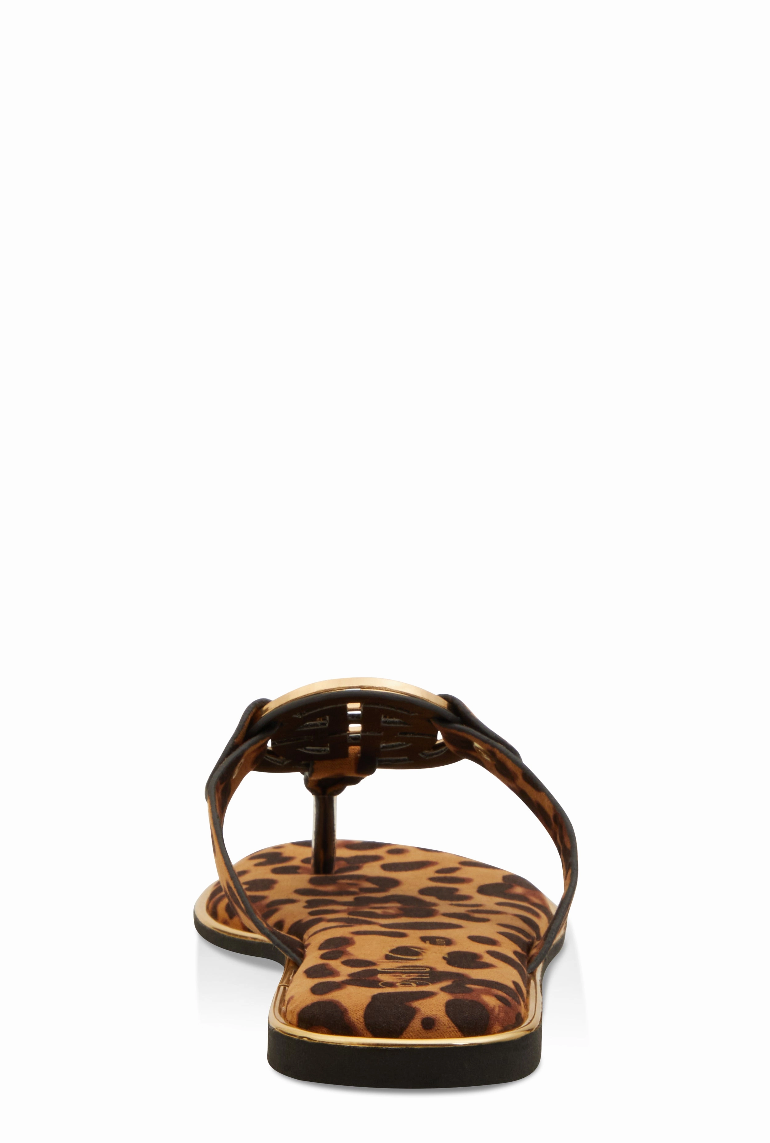 Metallic Geometric Pendant Thong Slide Sandals