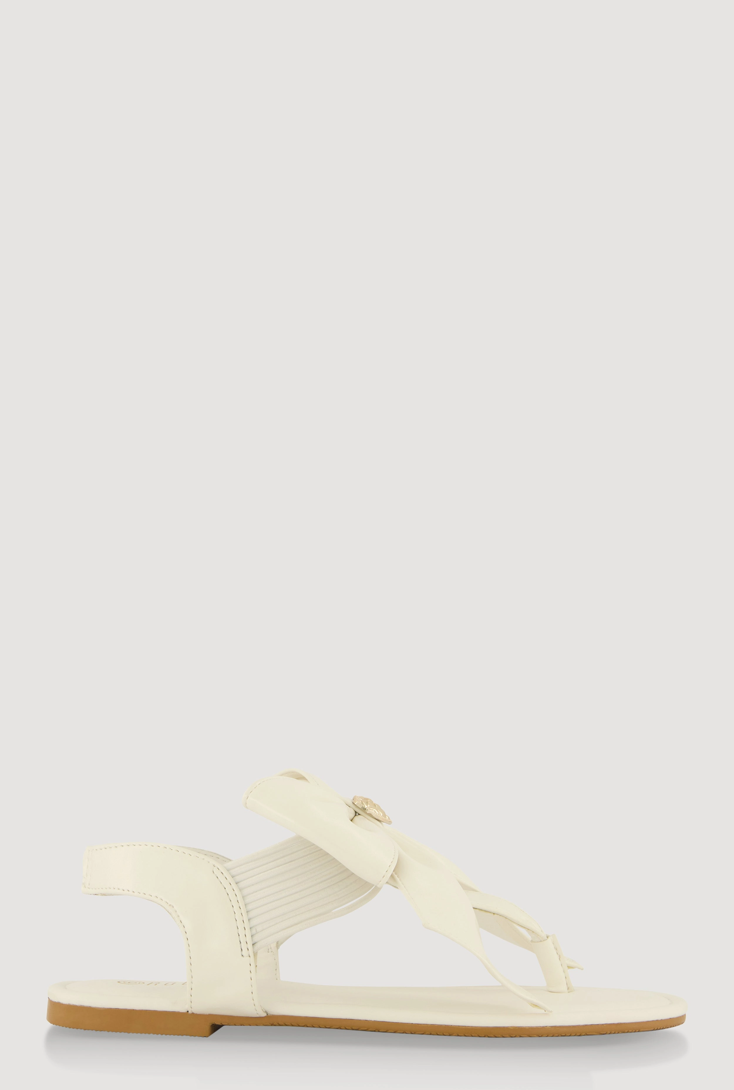 Metallic Heart Bow Corded Thong Sandals