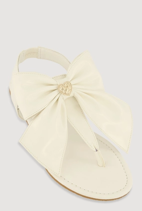 Metallic Heart Bow Corded Thong Sandals