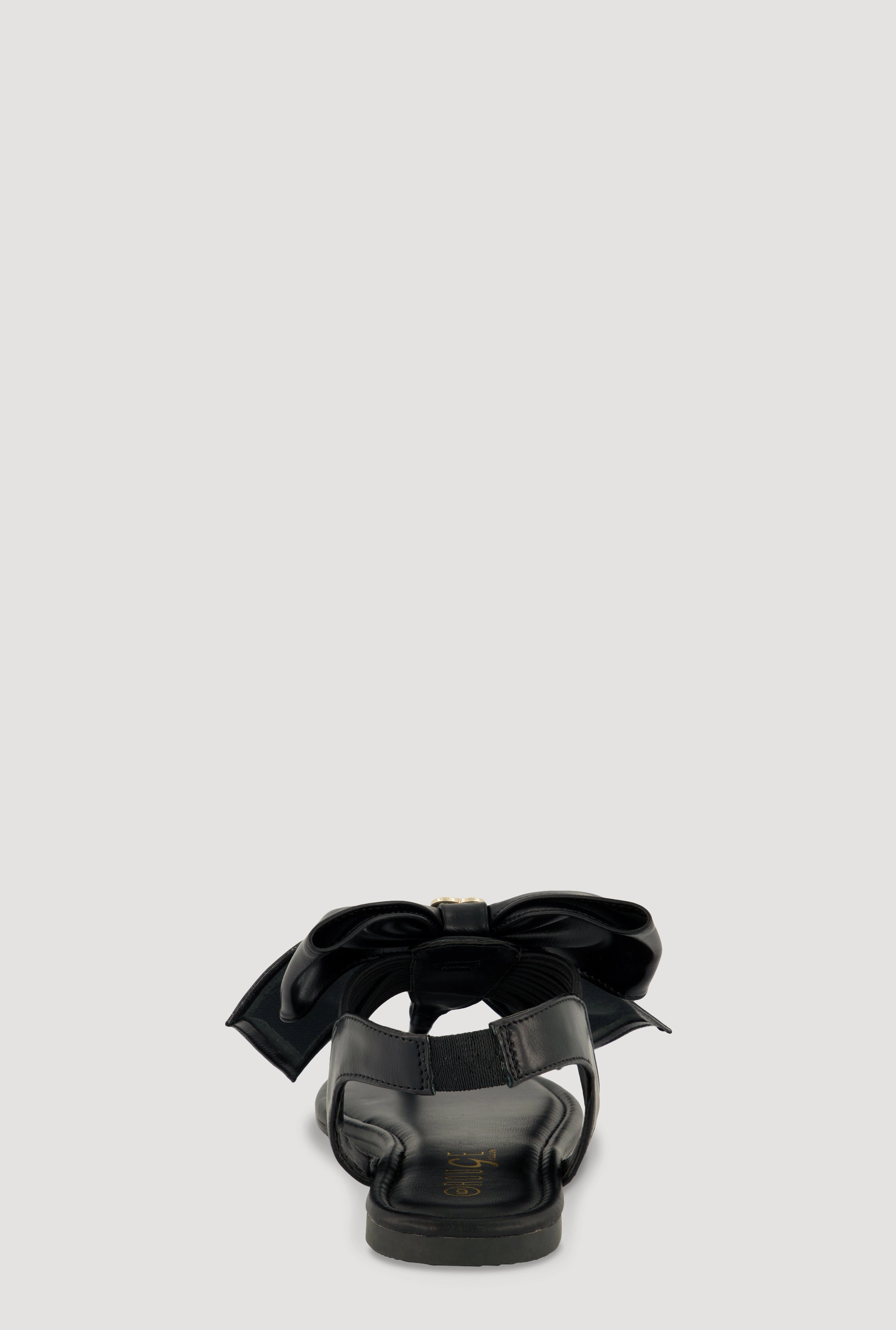 Metallic Heart Bow Corded Thong Sandals