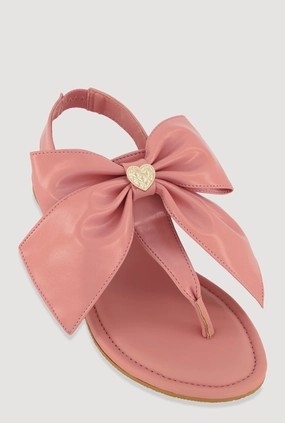 Metallic Heart Bow Corded Thong Sandals