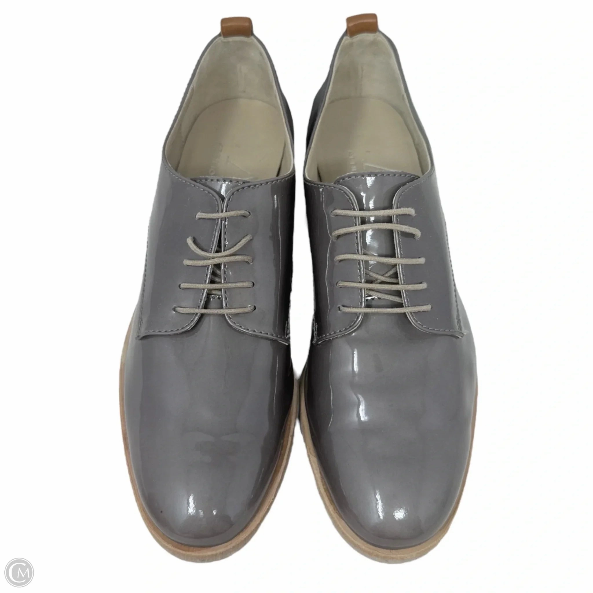 Metallic Patent Oxfords By Agl In Grey, Size: US 6.5/ IT 36.5