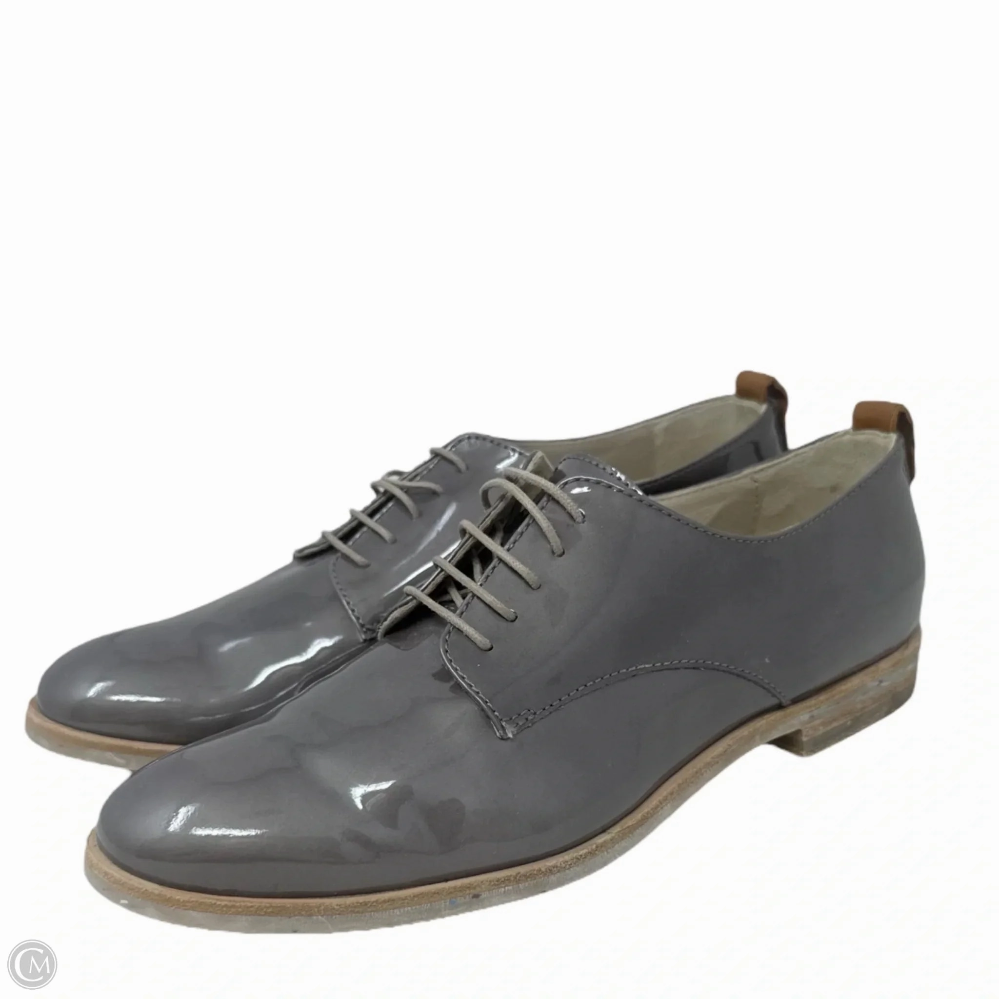 Metallic Patent Oxfords By Agl In Grey, Size: US 6.5/ IT 36.5