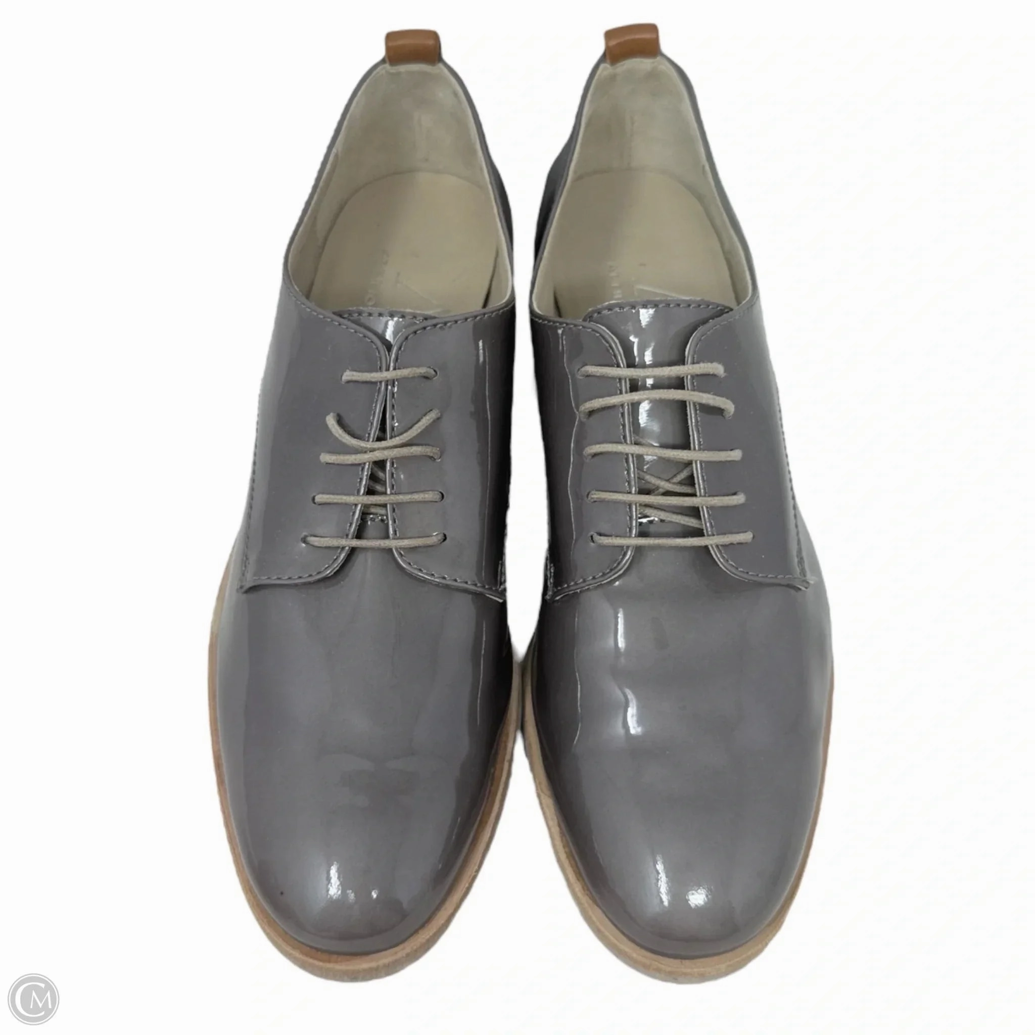 Metallic Patent Oxfords By Agl In Grey, Size: US 6.5/ IT 36.5