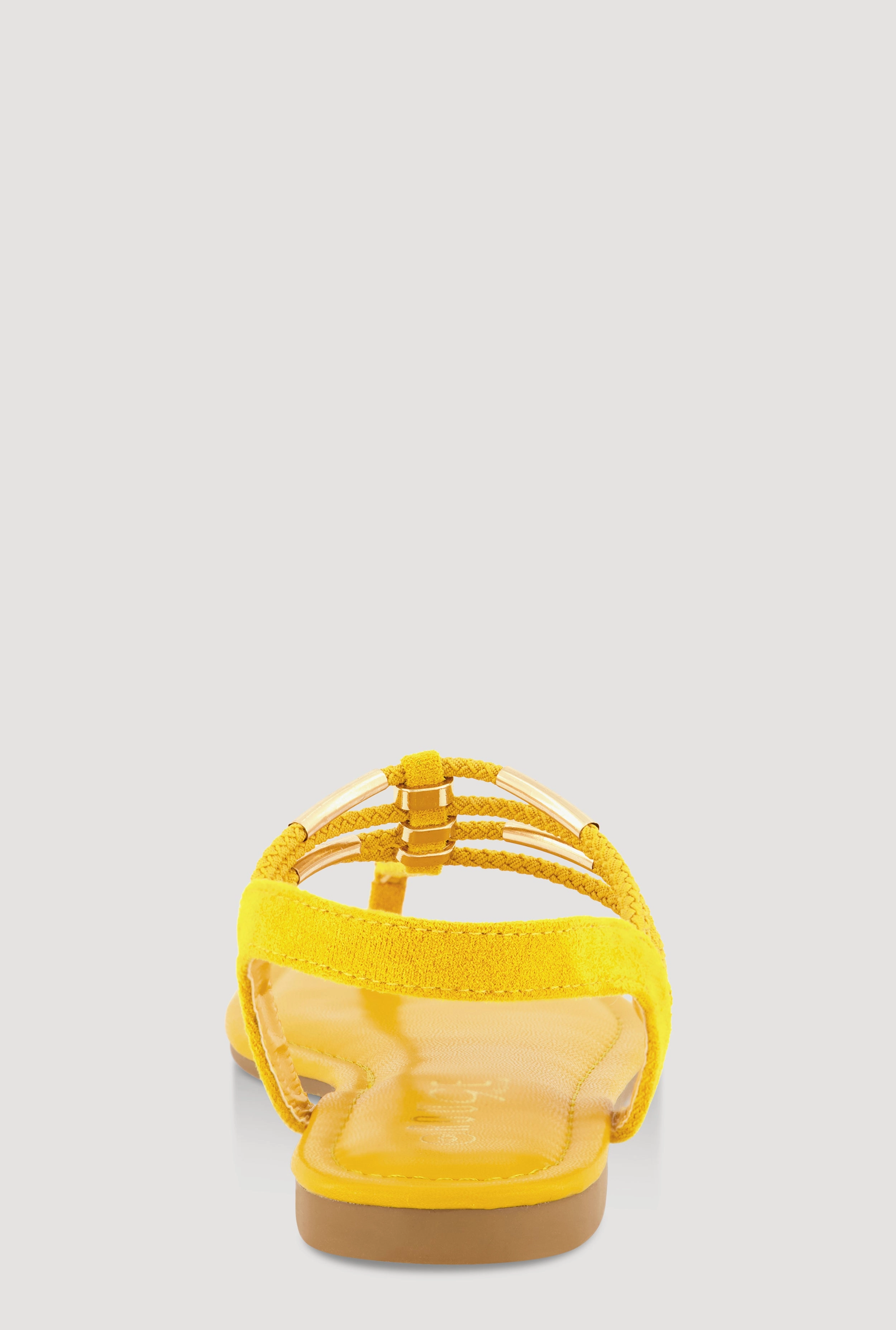 Metallic Pendant Ankle Strap Thong Sandals