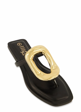 Metallic Pendant Thong Slide Sandals