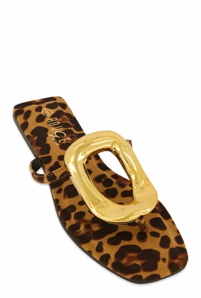 Metallic Pendant Thong Slide Sandals