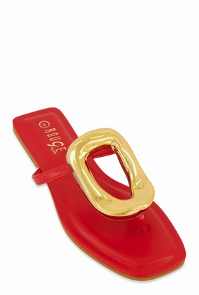 Metallic Pendant Thong Slide Sandals