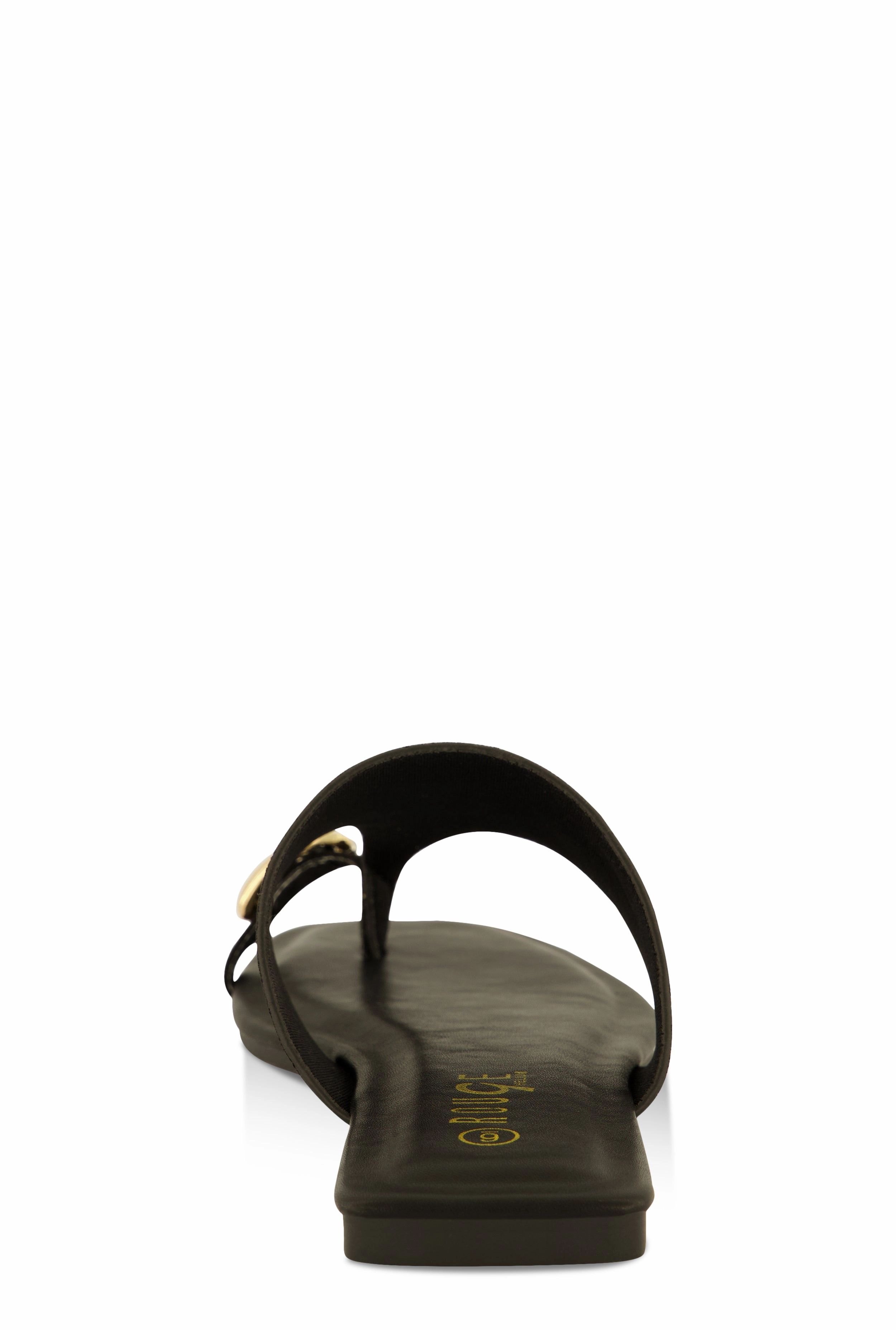 Metallic Toe Loop Detail Thong Slide Sandals