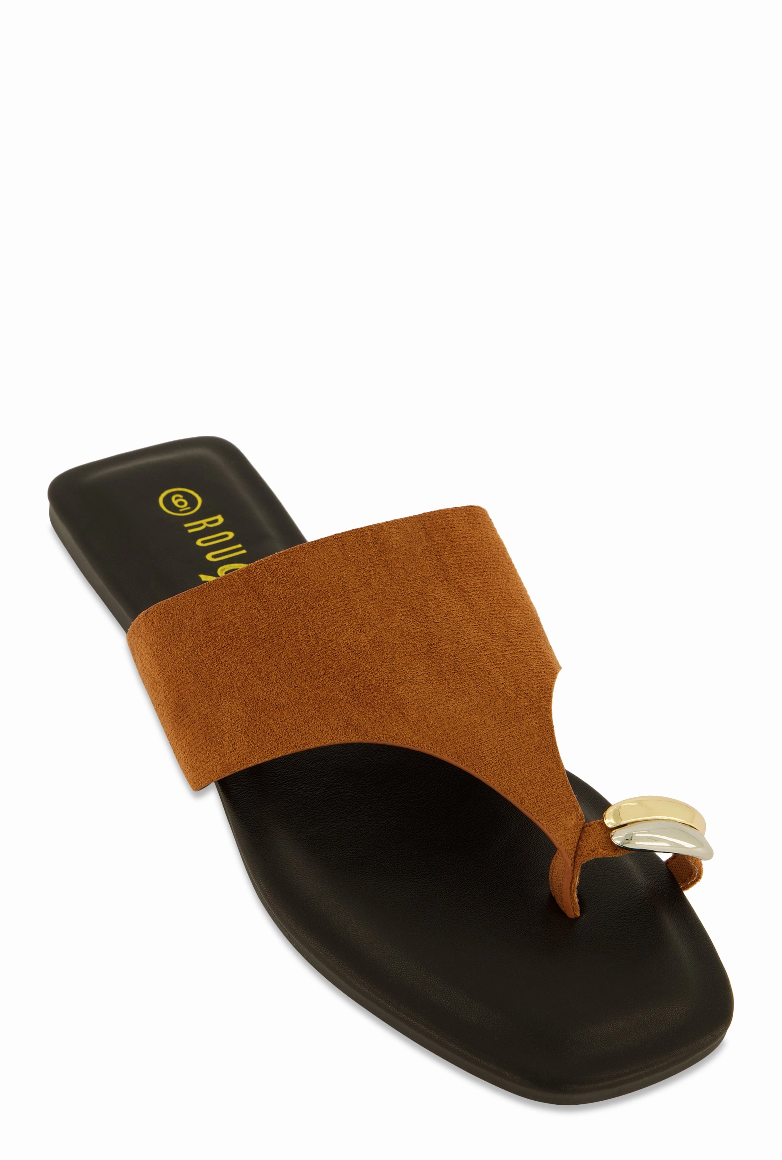 Metallic Toe Loop Detail Thong Slide Sandals