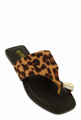 Metallic Toe Loop Detail Thong Slide Sandals
