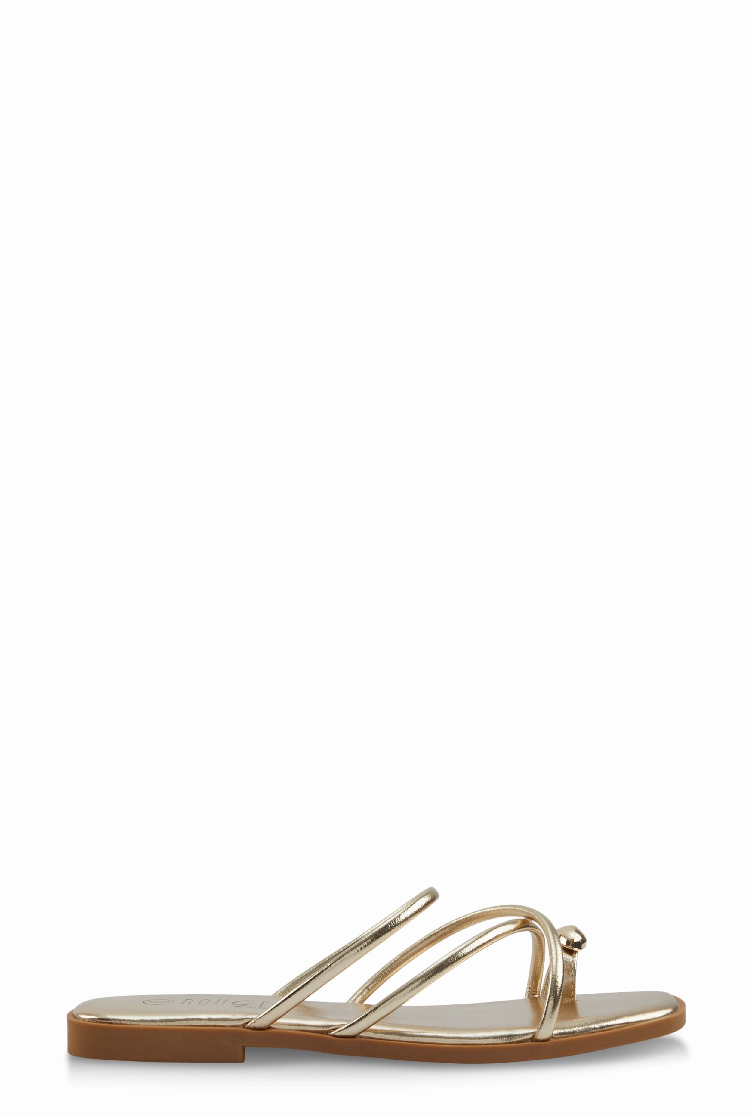 Metallic Toe Loop Strappy Slide Sandals