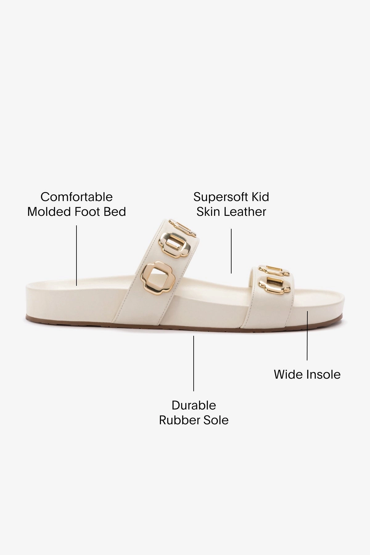 Milan Slide In Ivory Leather