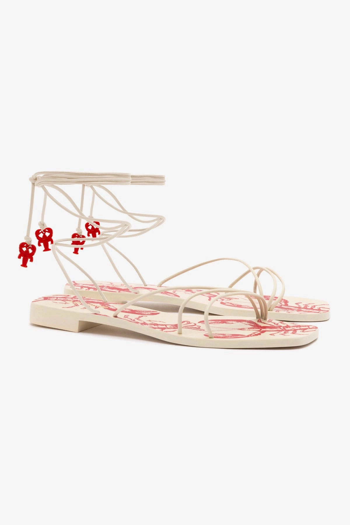 Nadia Flat Sandal In Ivory Leather