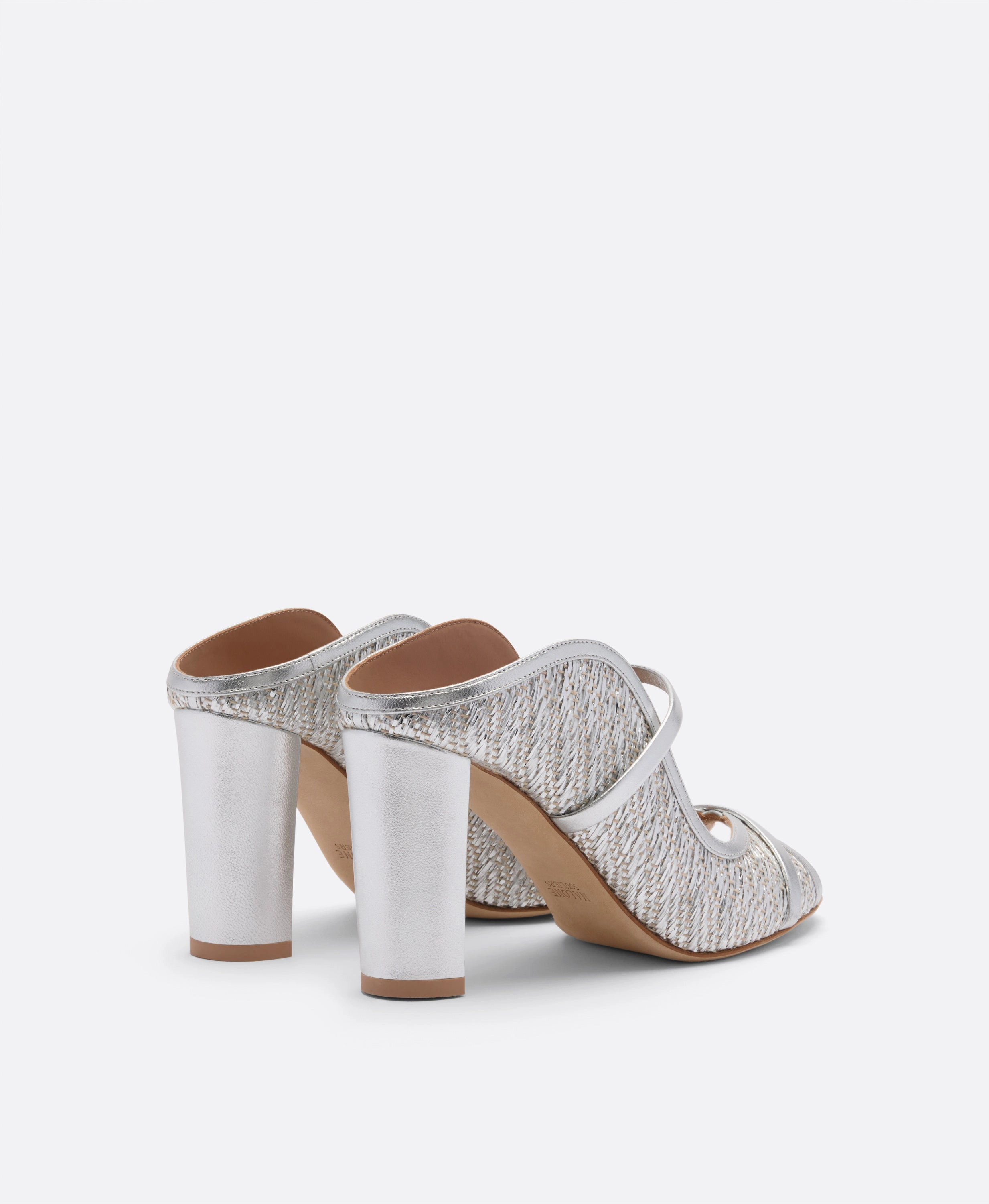 Norah 85 Silver Metallic Raffia Heeled Sandals