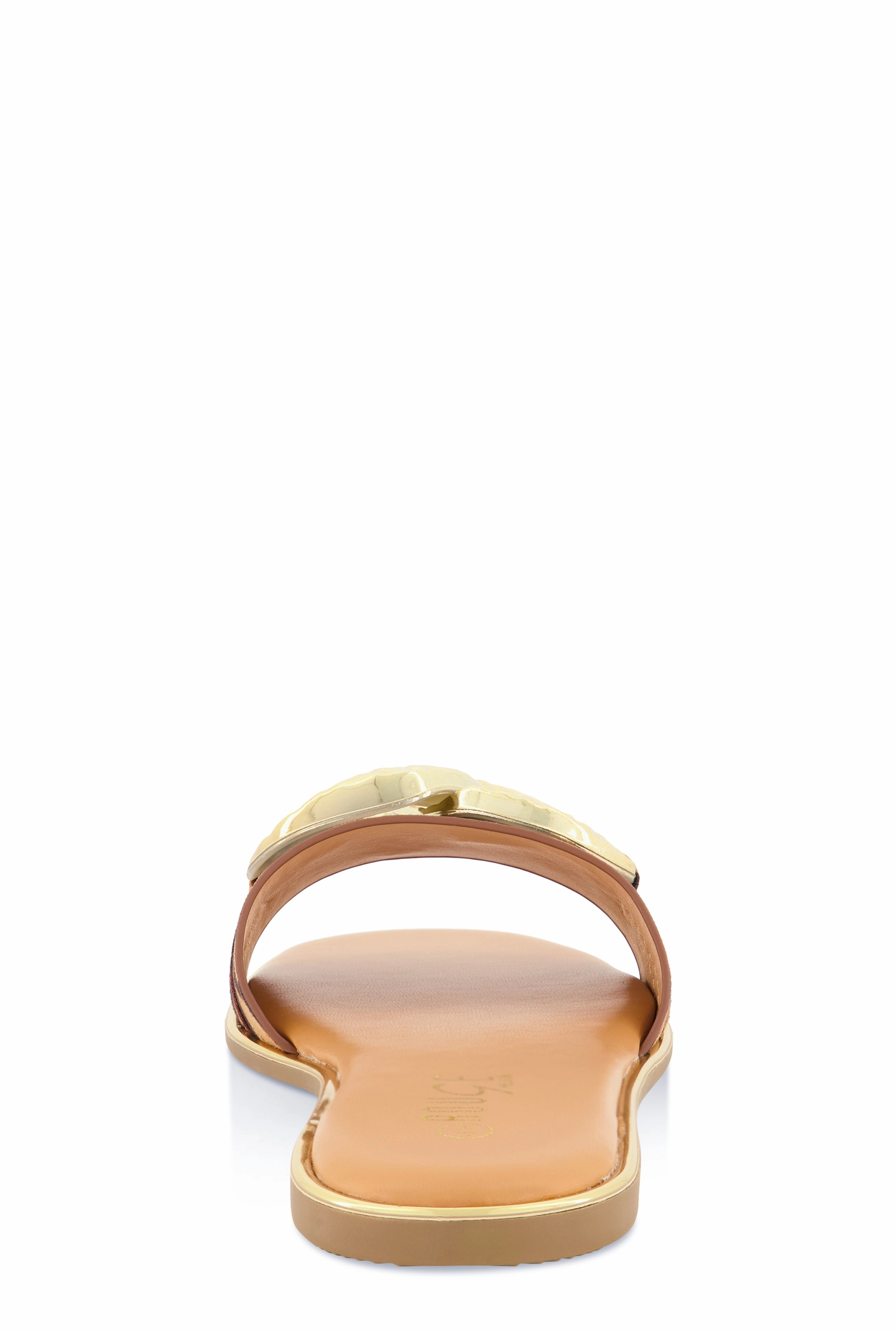 Oversized Chain Detail Band Slide Sandals