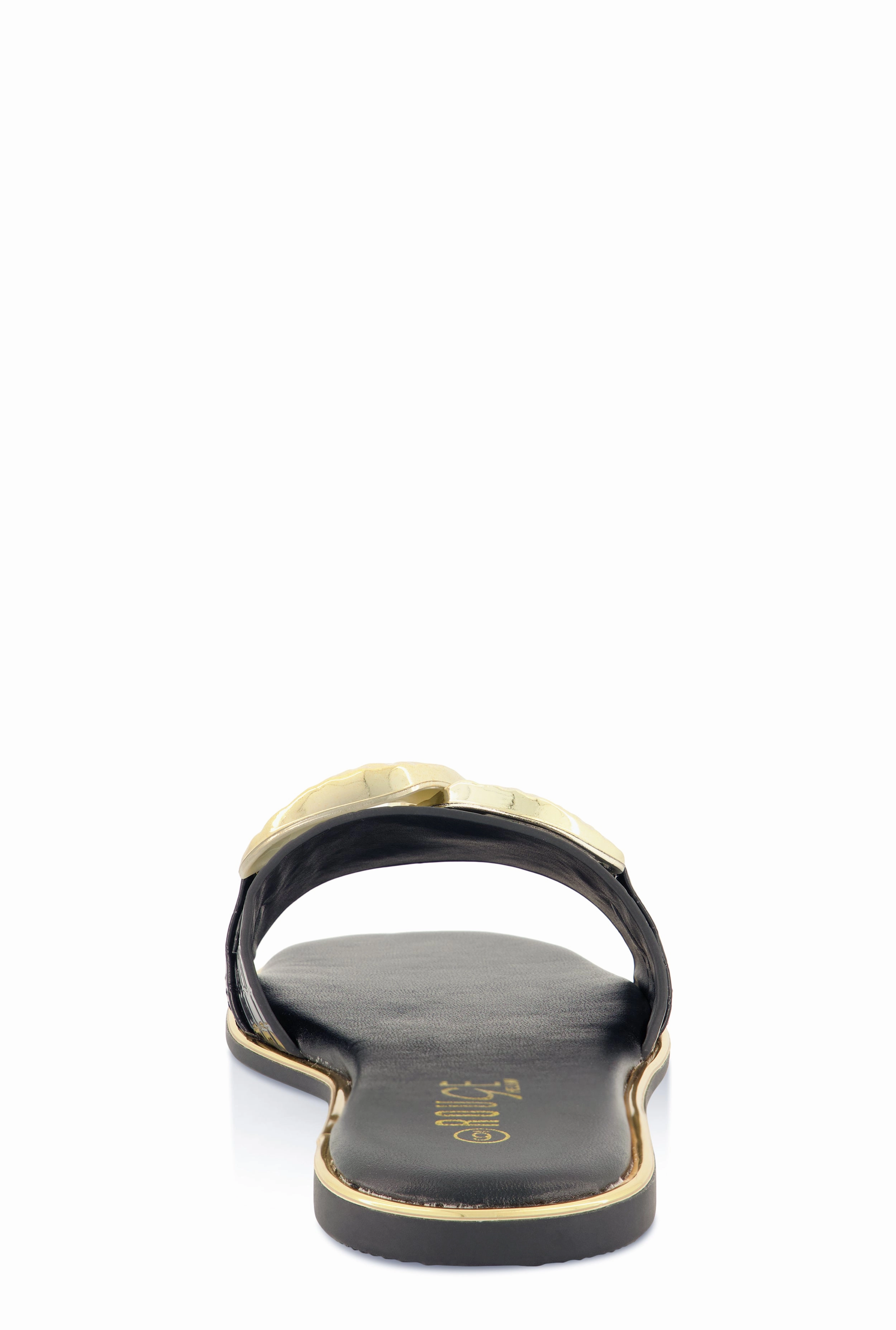 Oversized Chain Detail Band Slide Sandals