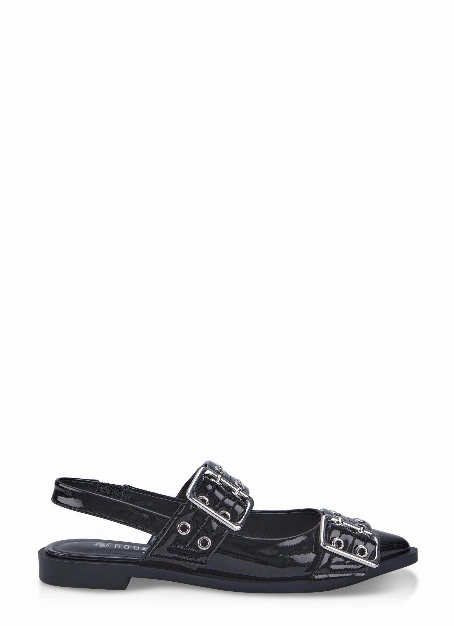 Pointed Toe Double Buckle Slingback Flats
