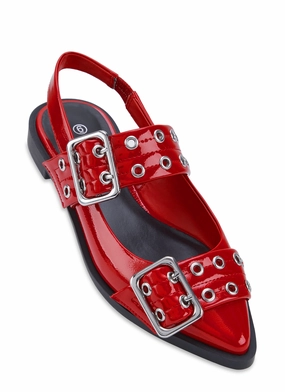 Pointed Toe Double Buckle Slingback Flats