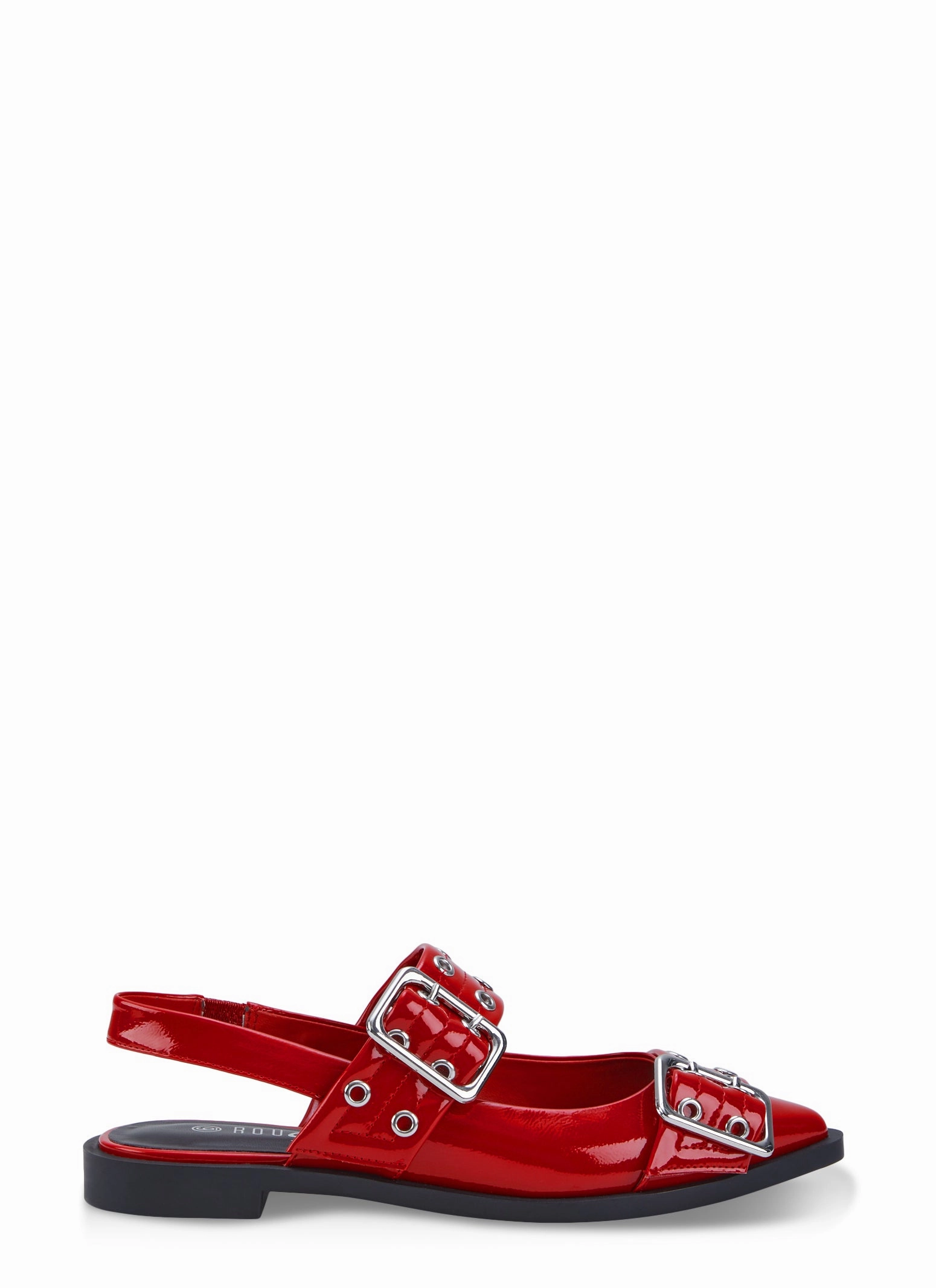 Pointed Toe Double Buckle Slingback Flats