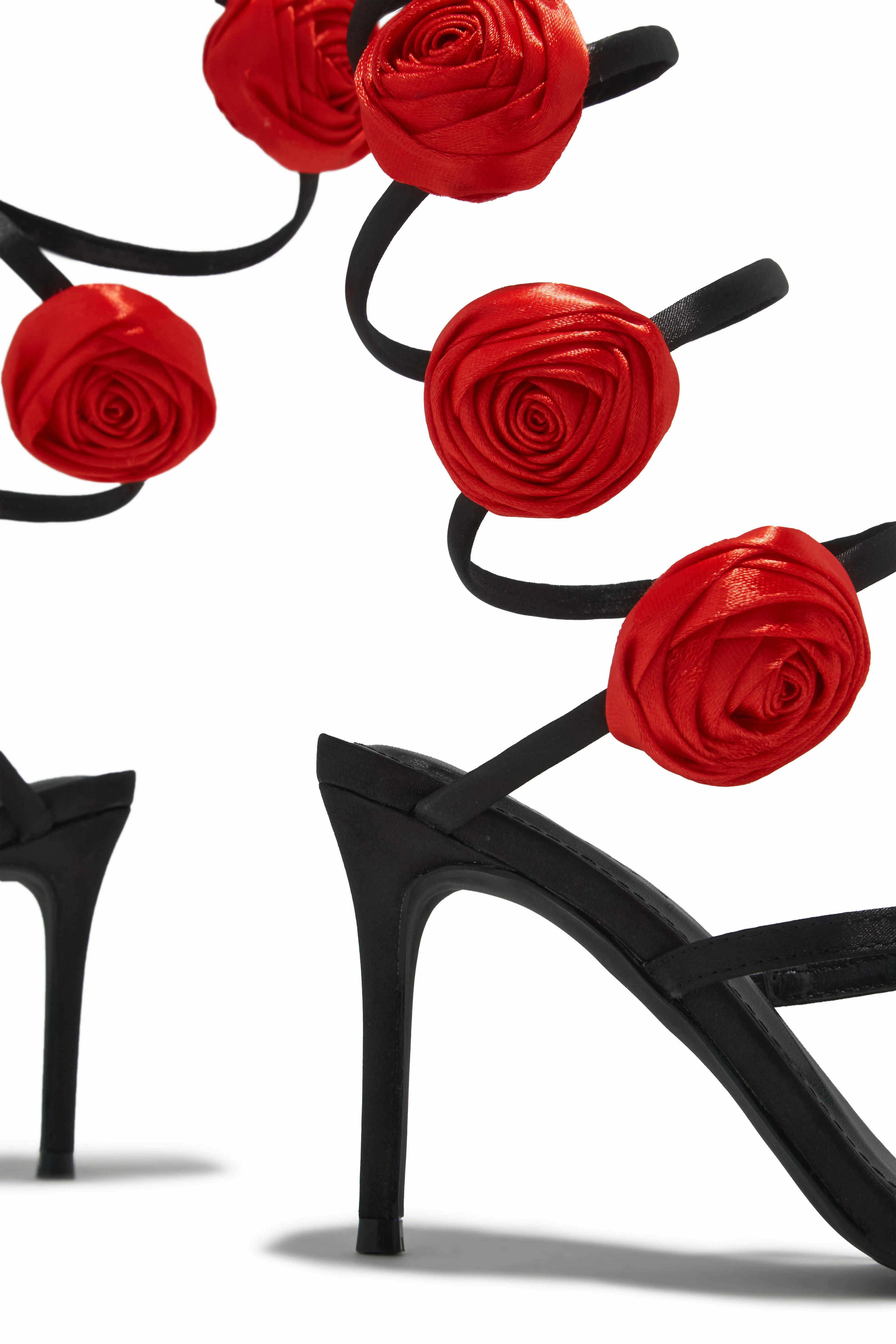 Raisa Around The Ankle Coil Heels - Black Red