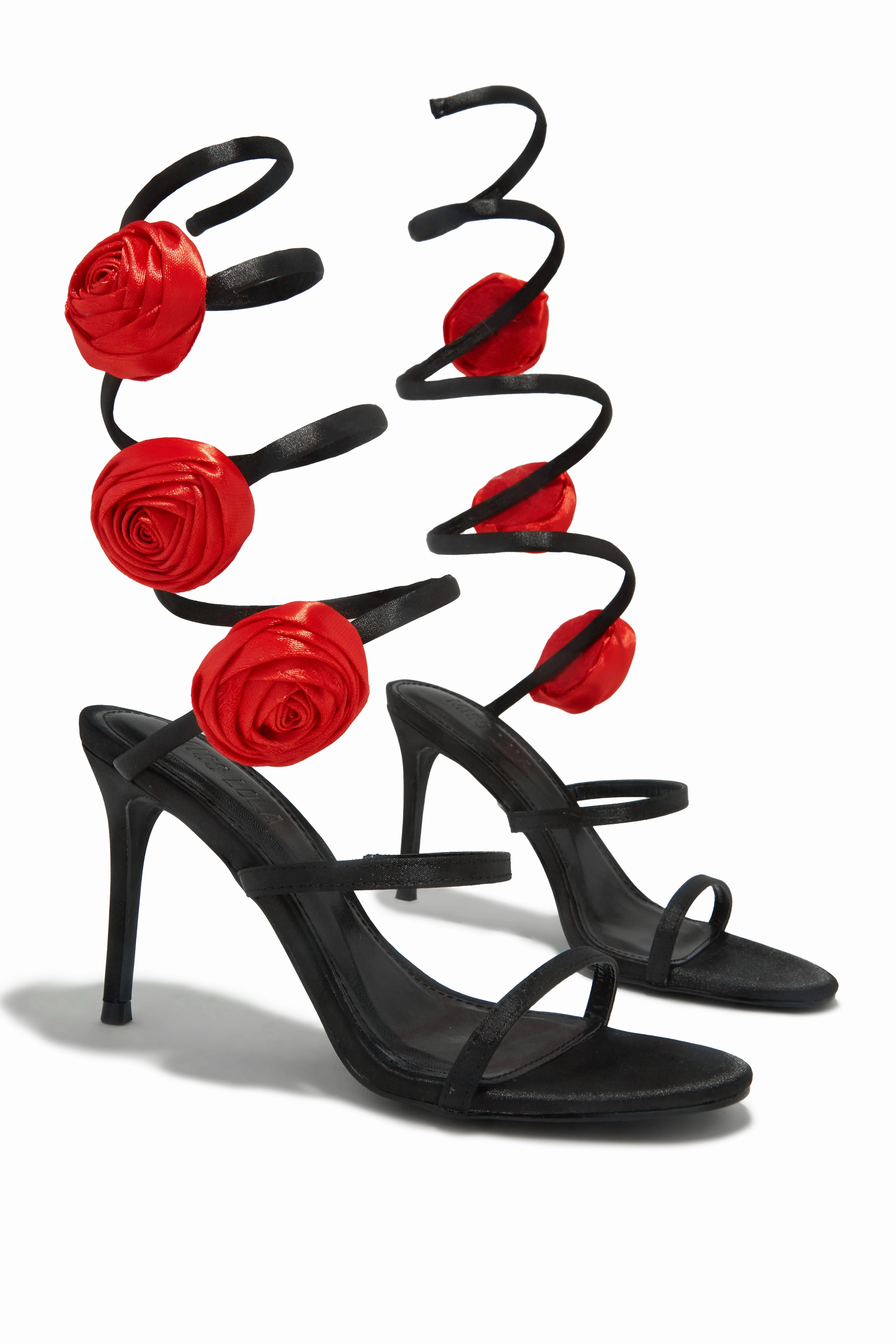 Raisa Around The Ankle Coil Heels - Black Red