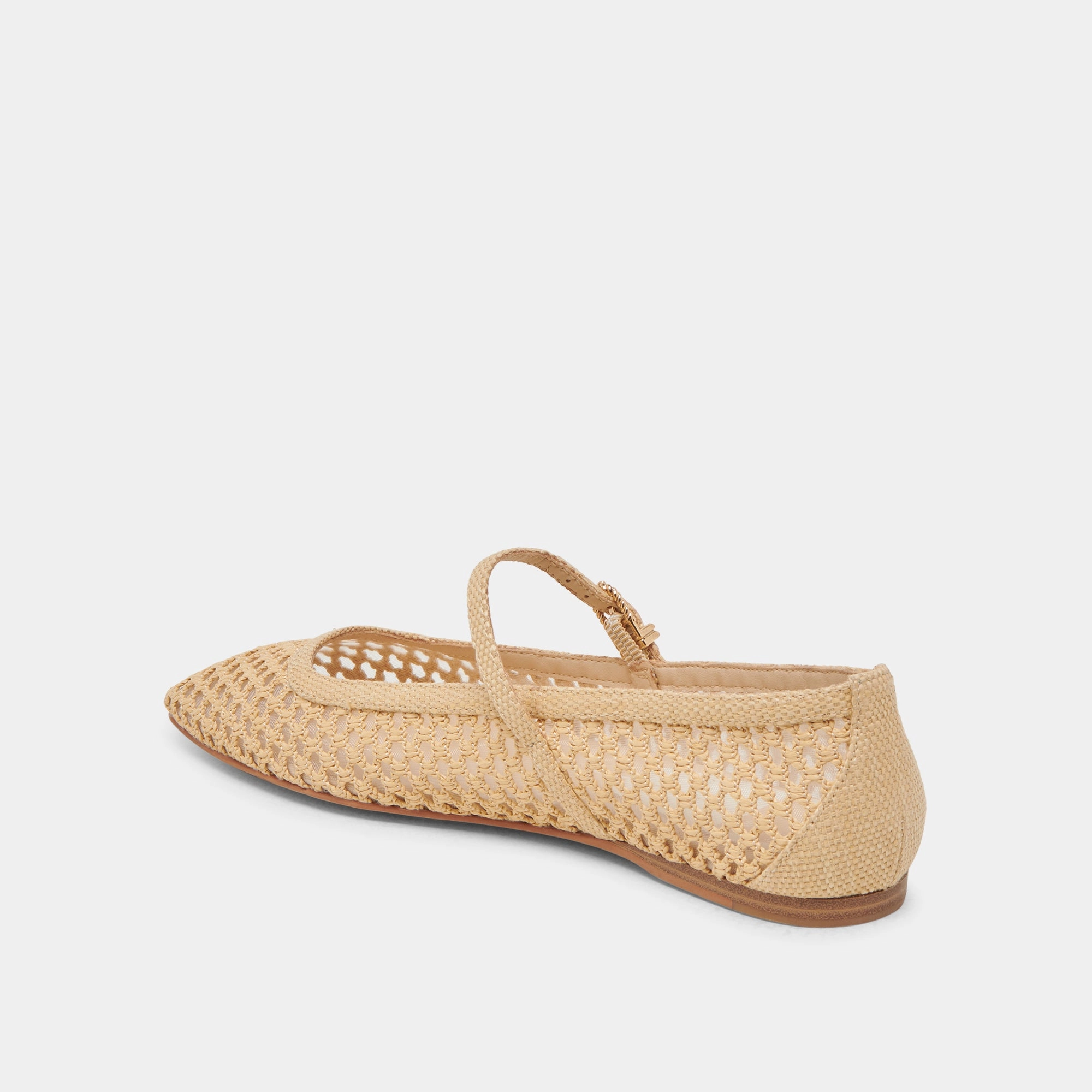 REYES WIDE BALLET FLATS LT NATURAL WOVEN RAFFIA