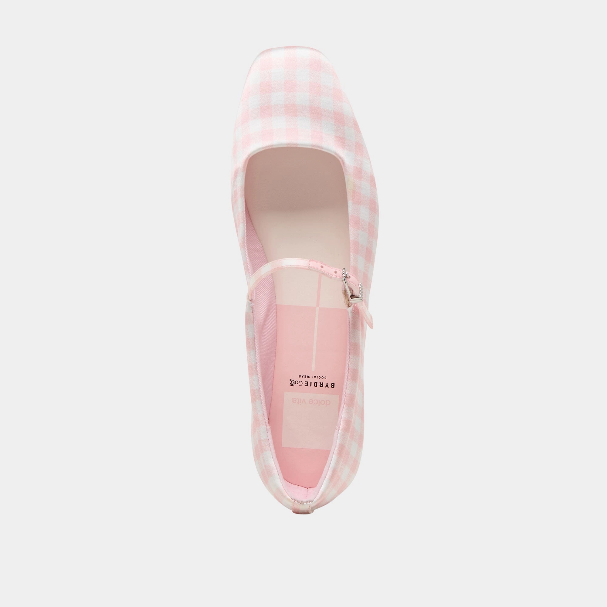 REYES X BYRDIE GOLF WIDE BALLET FLATS PINK PLAID GINGHAM