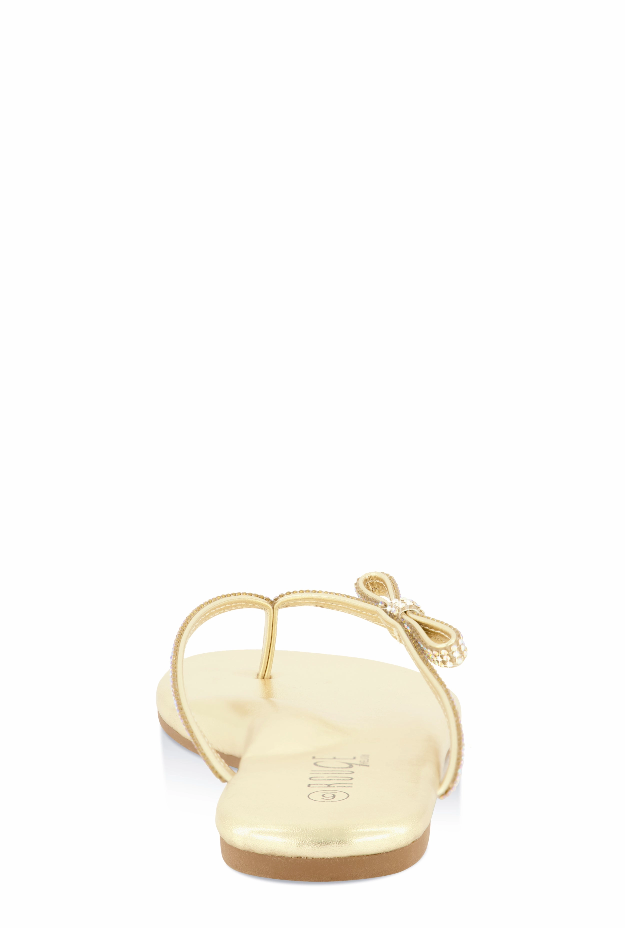 Rhinestone Bow Studded Thong Sandals