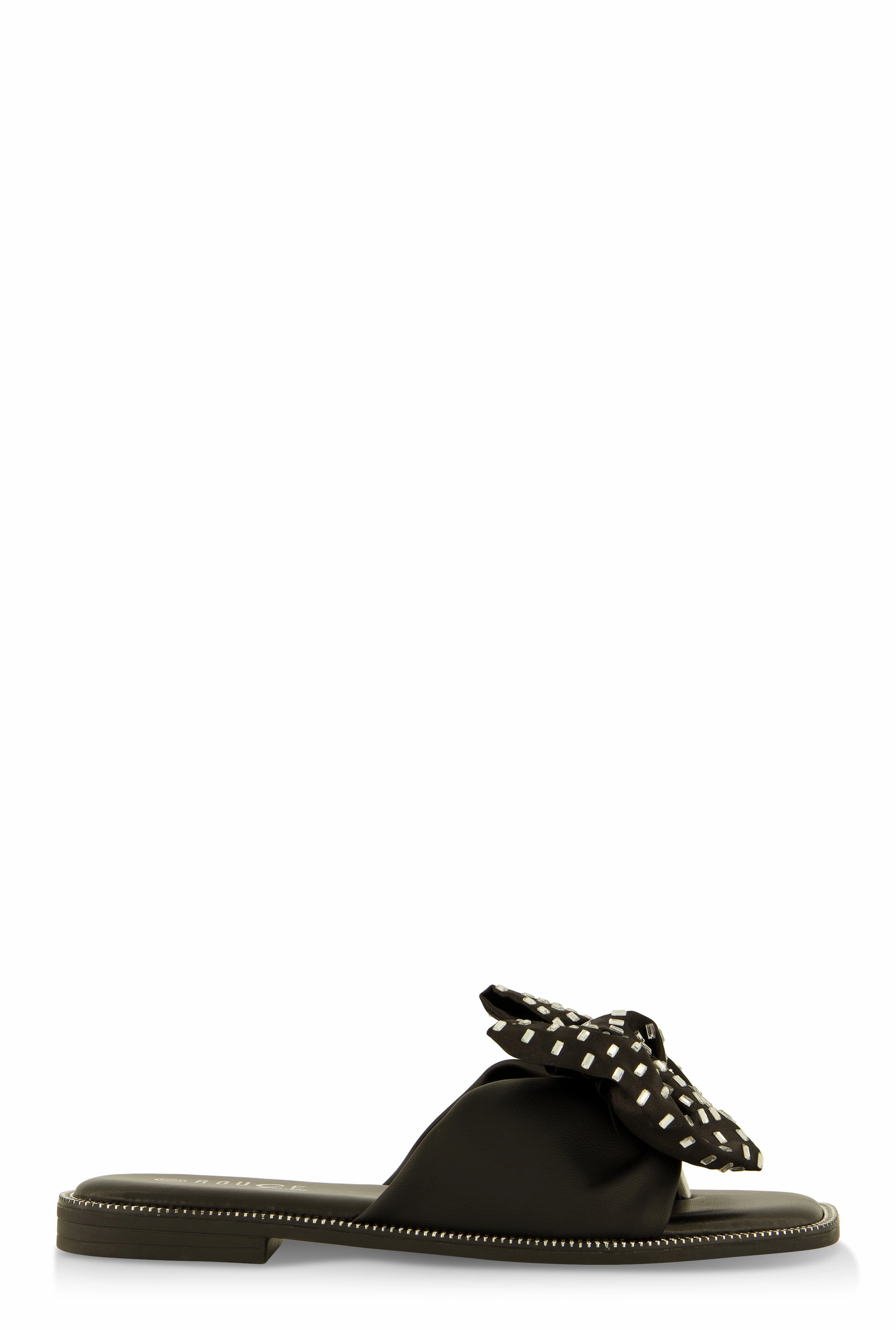 Rhinestone Bow Thong Slide Sandals