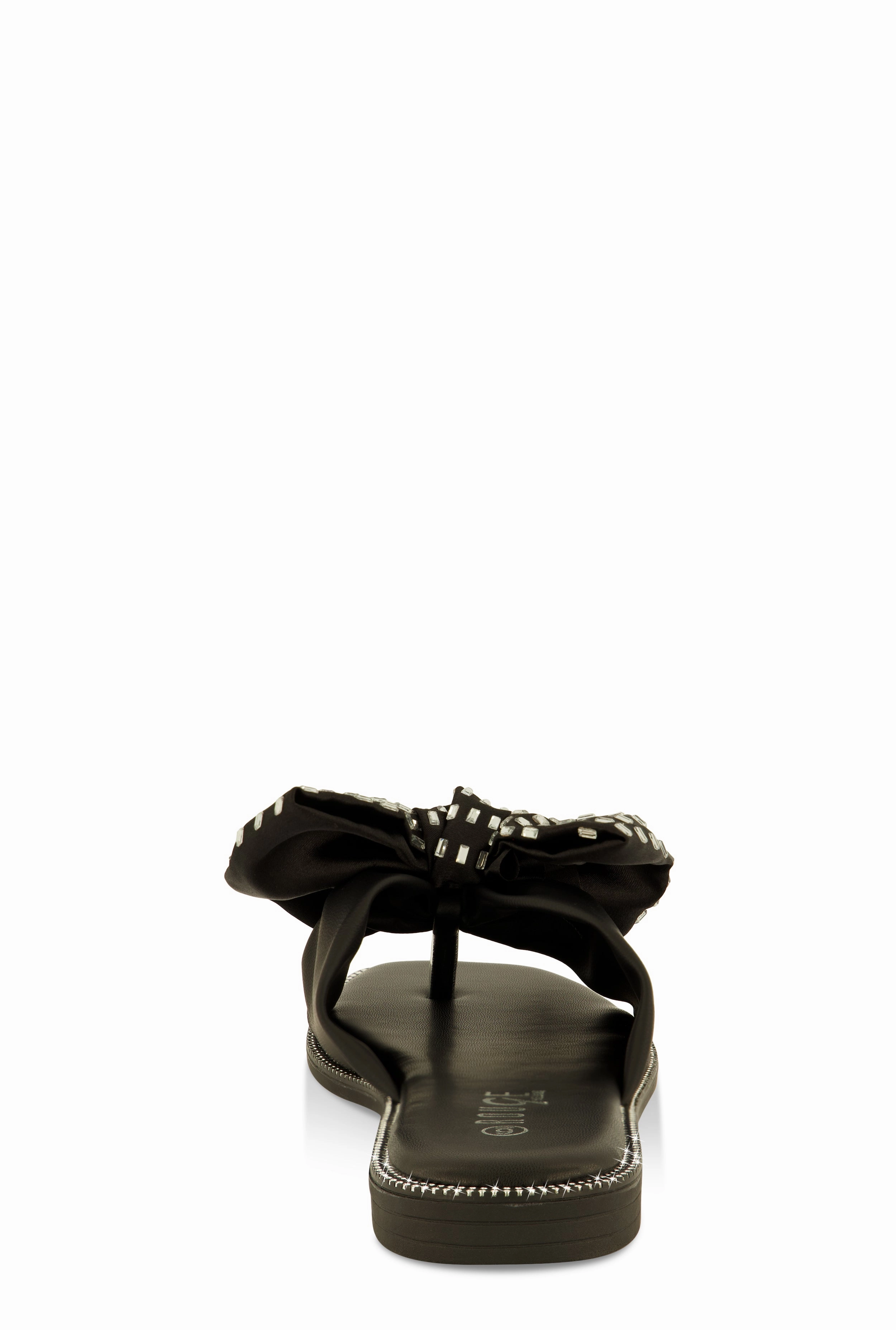 Rhinestone Bow Thong Slide Sandals
