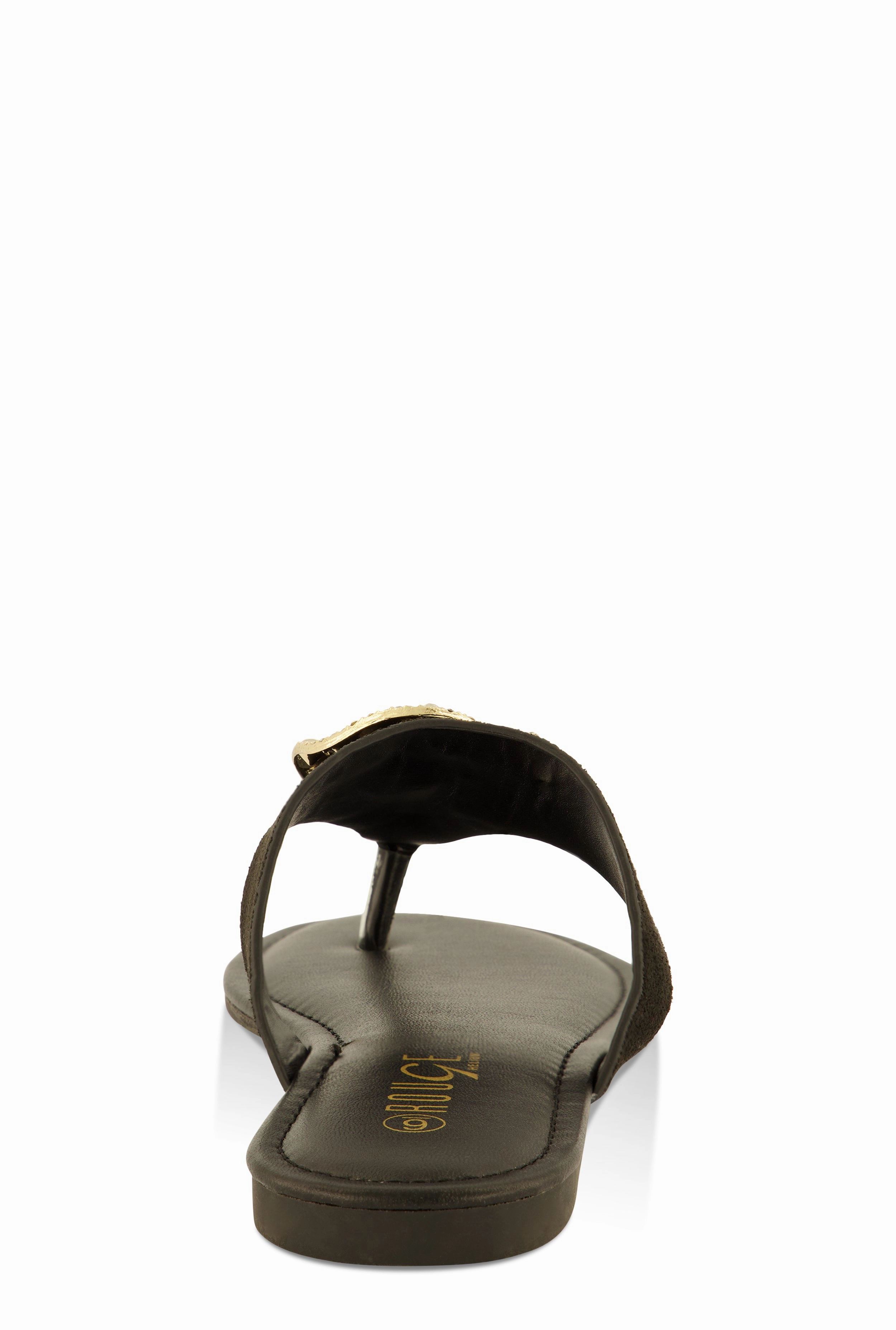 Rhinestone Metallic Pendant Thong Slide Sandals