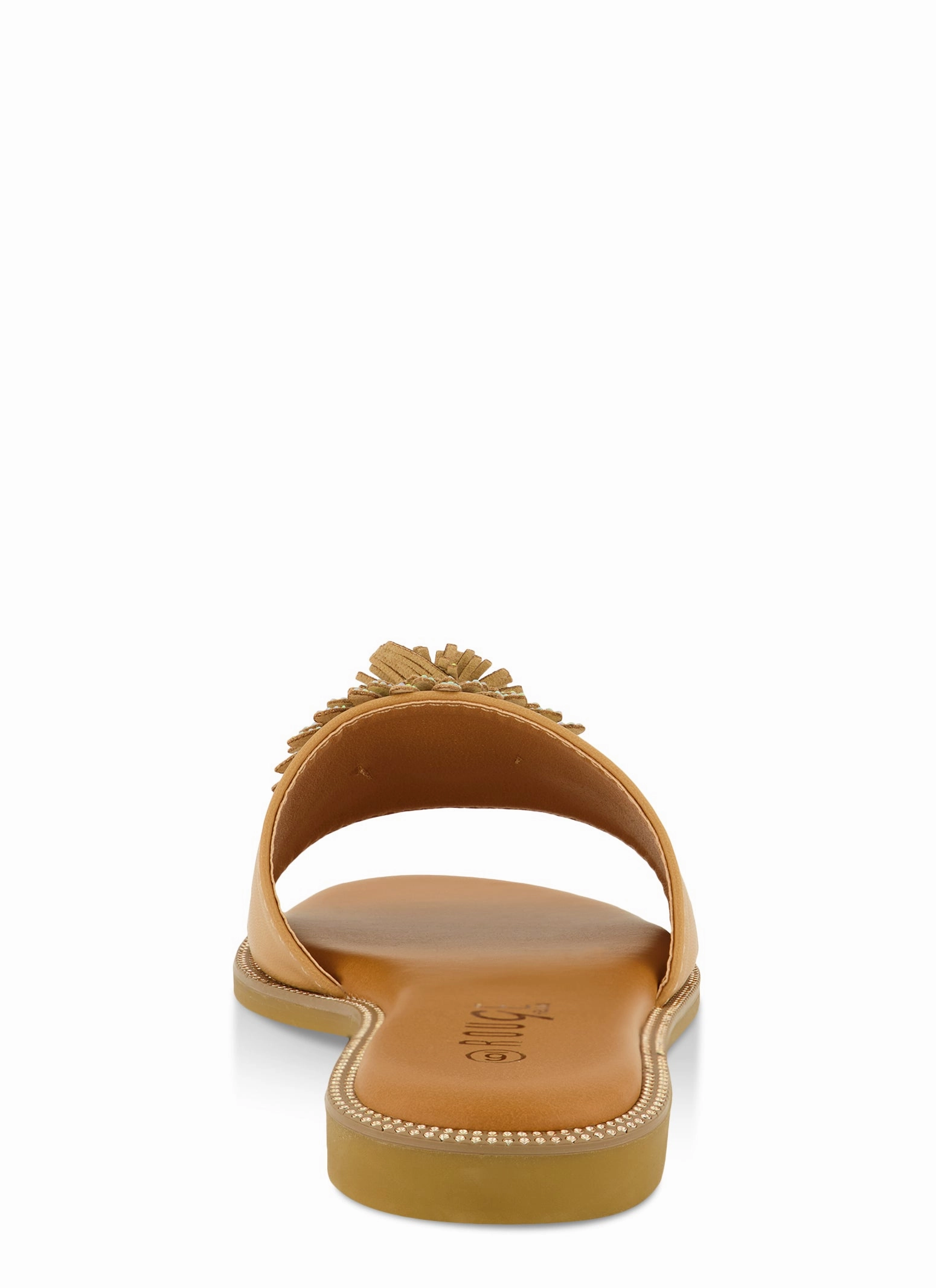 Rhinestone Studded 3D Floral Band Slide Sandals