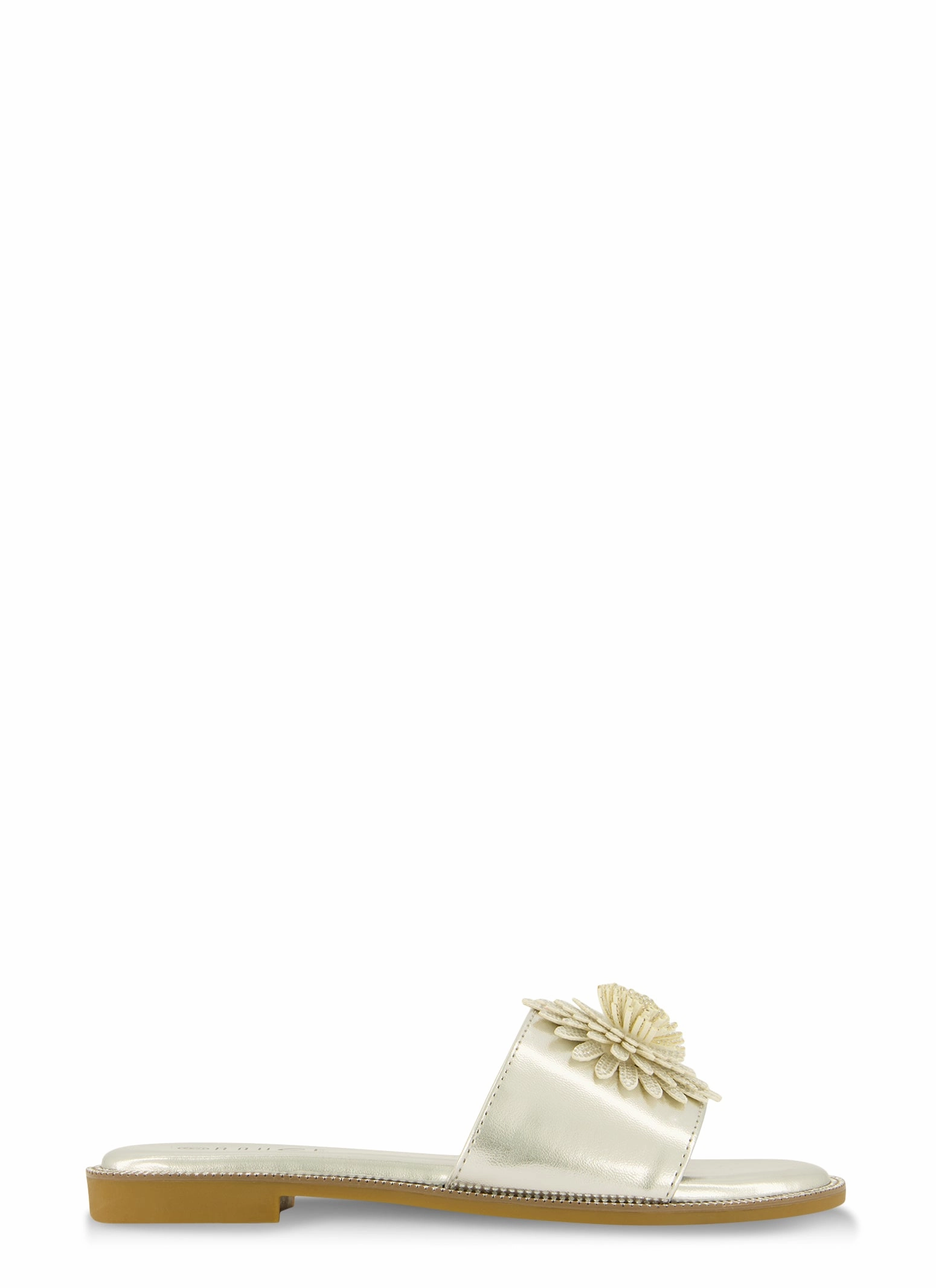 Rhinestone Studded 3D Floral Band Slide Sandals