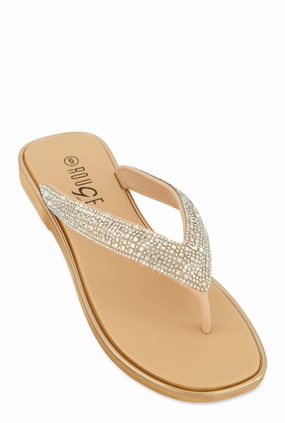Rhinestone Thong Slide Sandals
