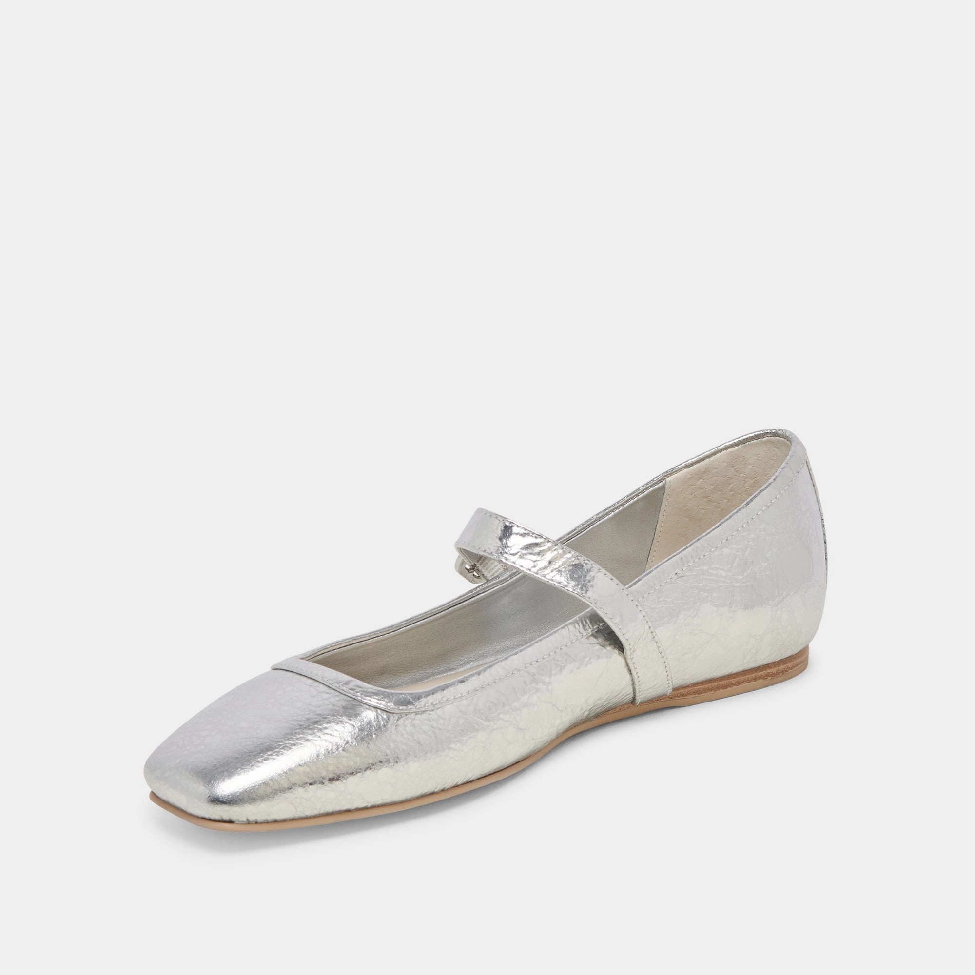 RODNI BALLET FLATS SILVER DISTRESSED LEATHER