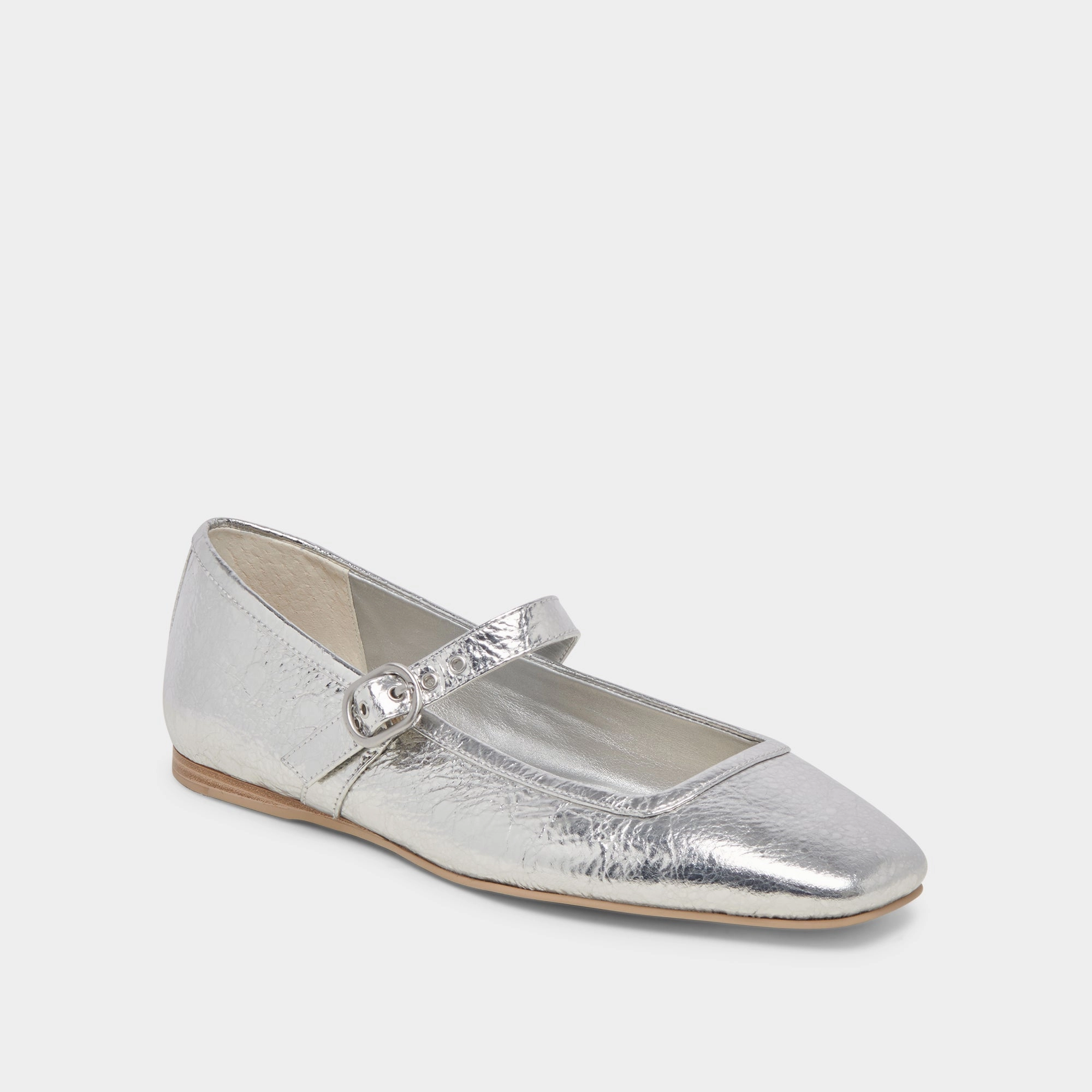 RODNI BALLET FLATS SILVER DISTRESSED LEATHER