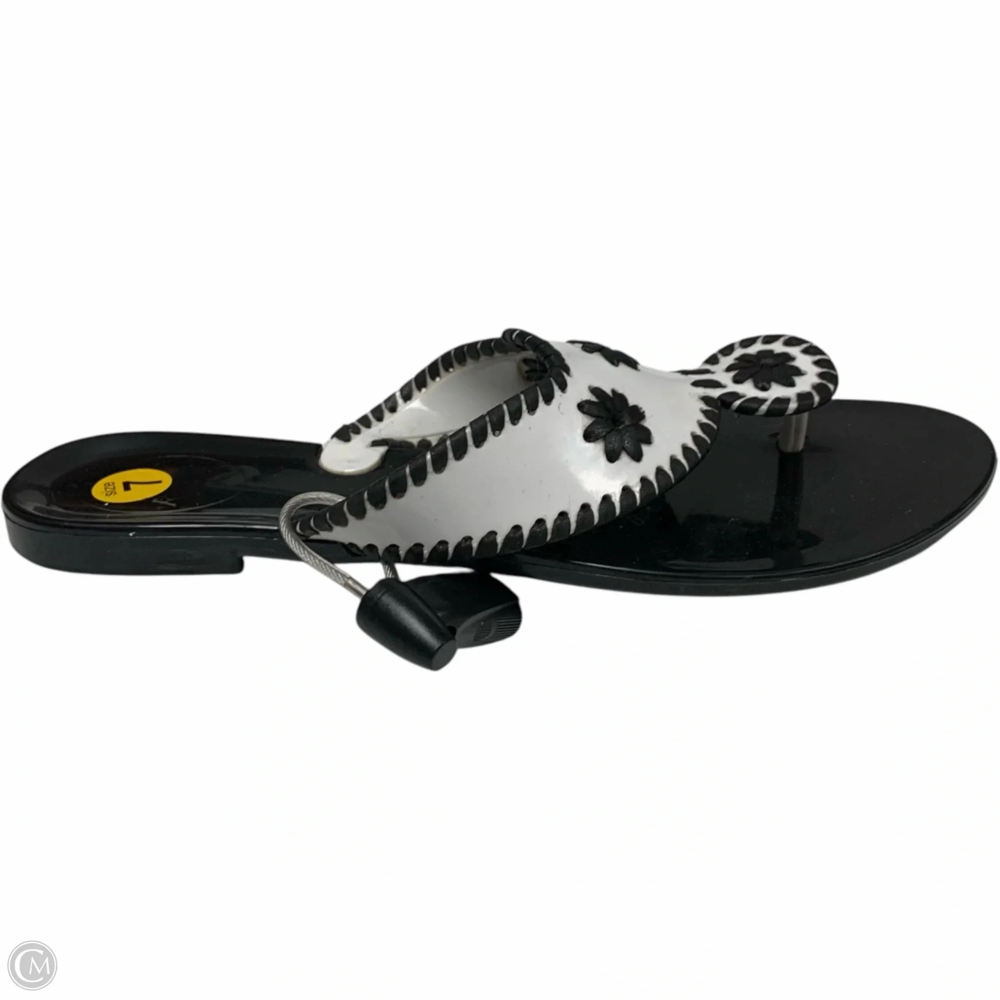 Sandals Designer By Jack Rogers In Black & White, Size: 7