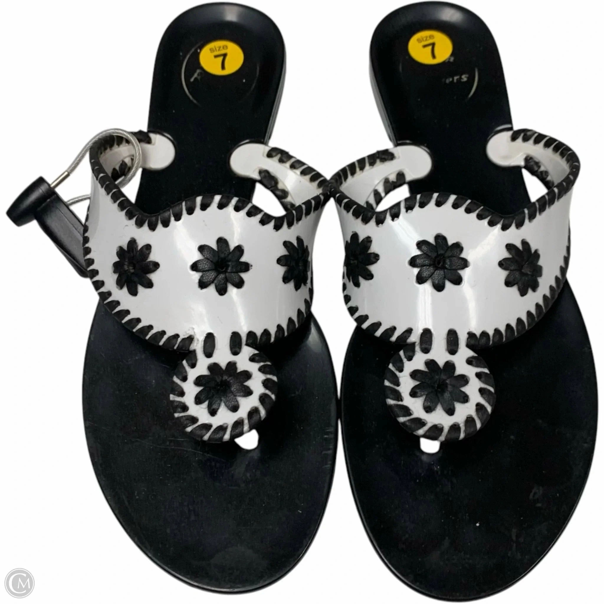 Sandals Designer By Jack Rogers In Black & White, Size: 7