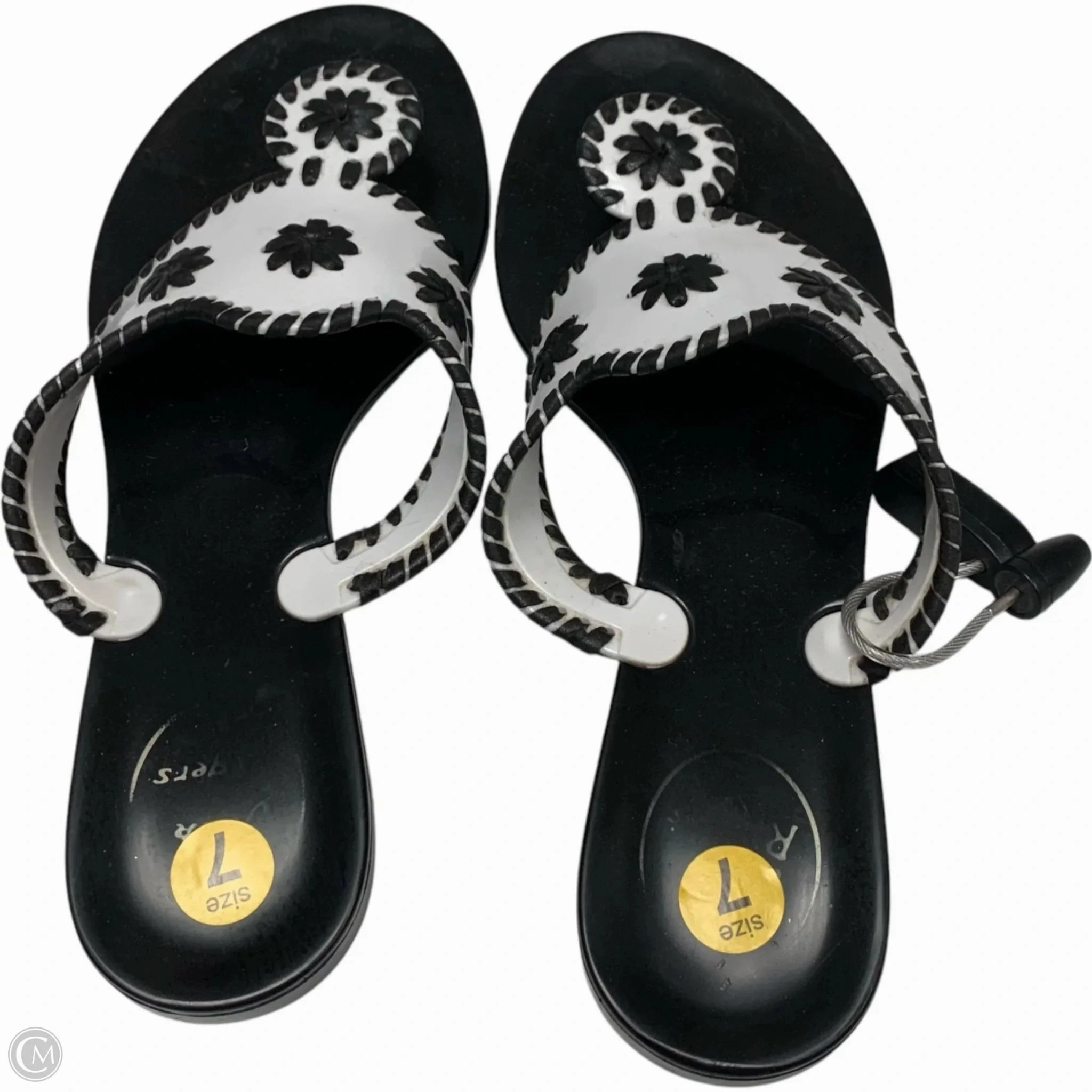 Sandals Designer By Jack Rogers In Black & White, Size: 7