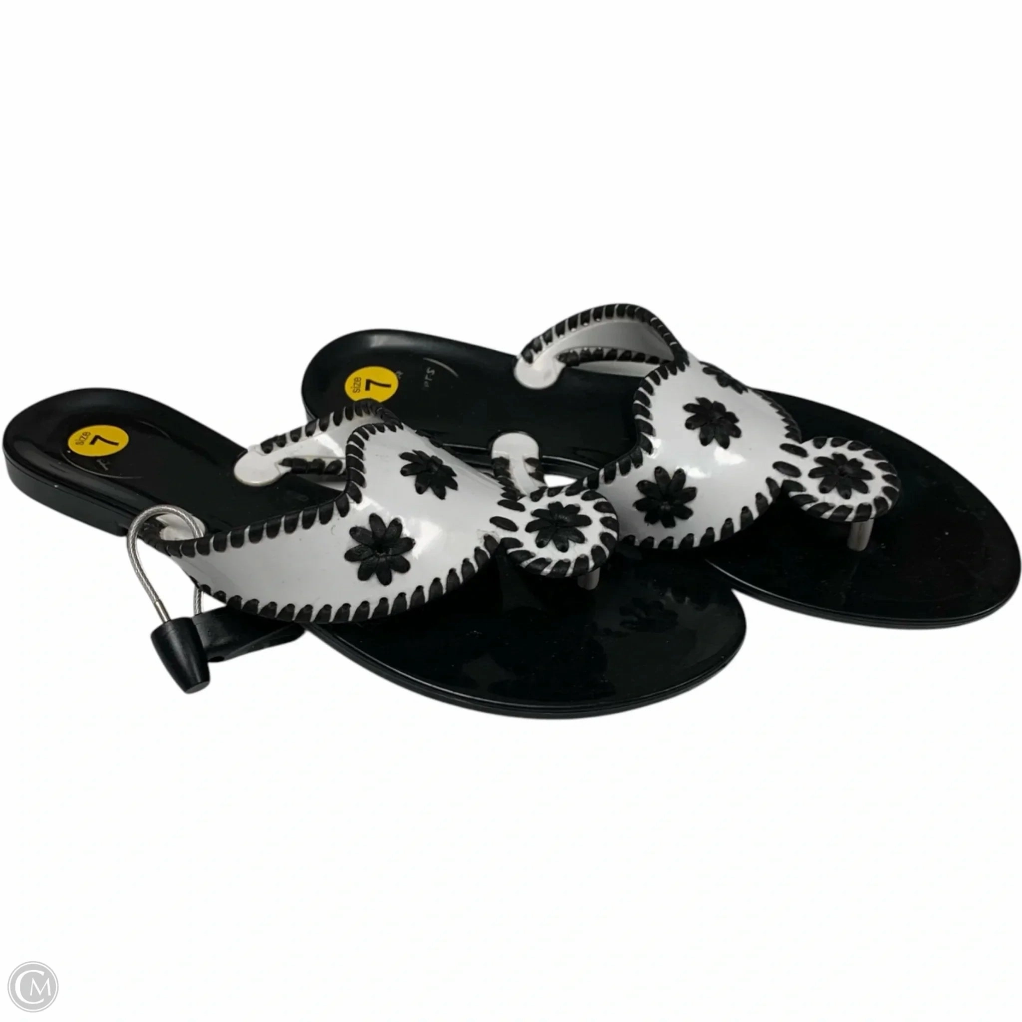 Sandals Designer By Jack Rogers In Black & White, Size: 7