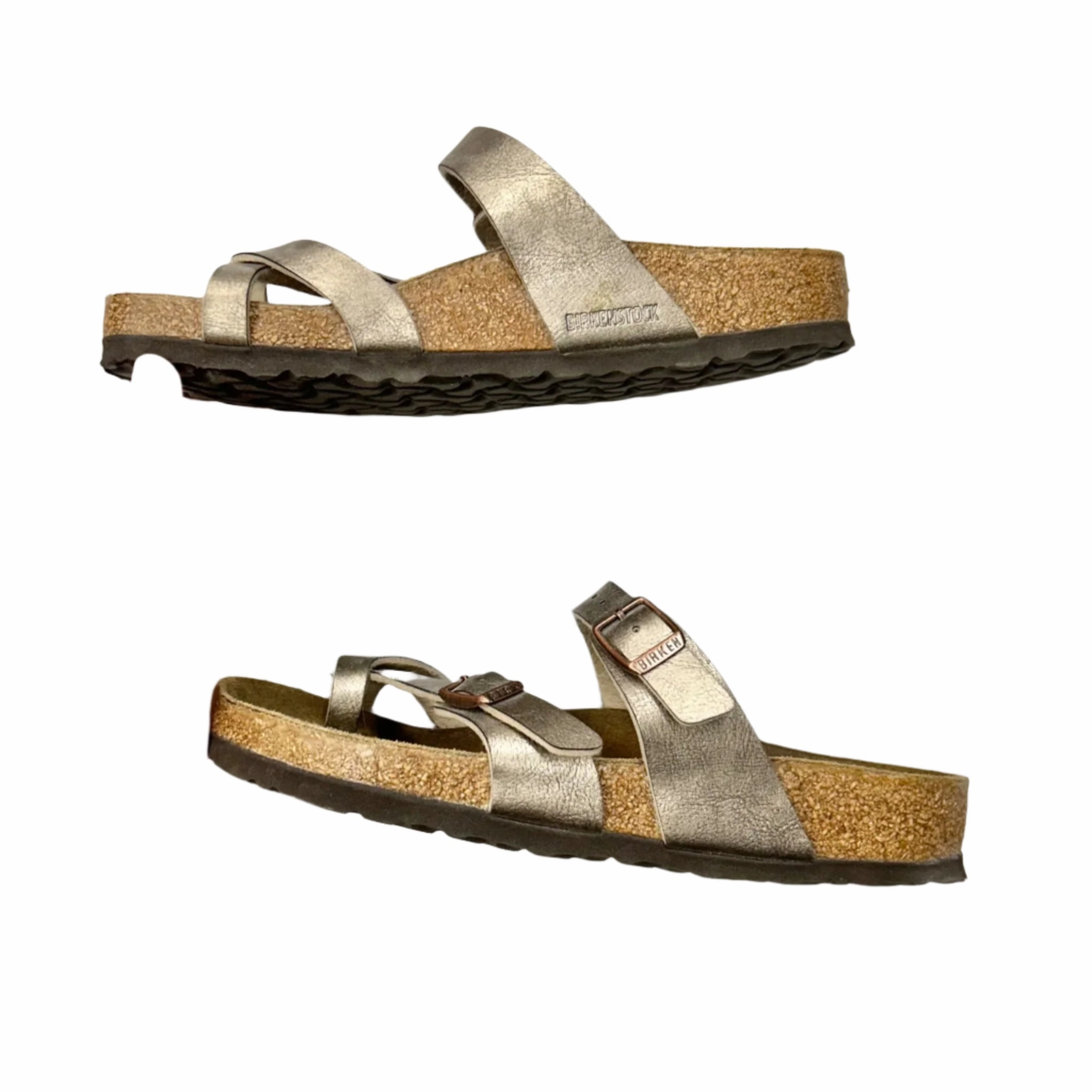 Sandals Flats By Birkenstock In Tan, Size: 6